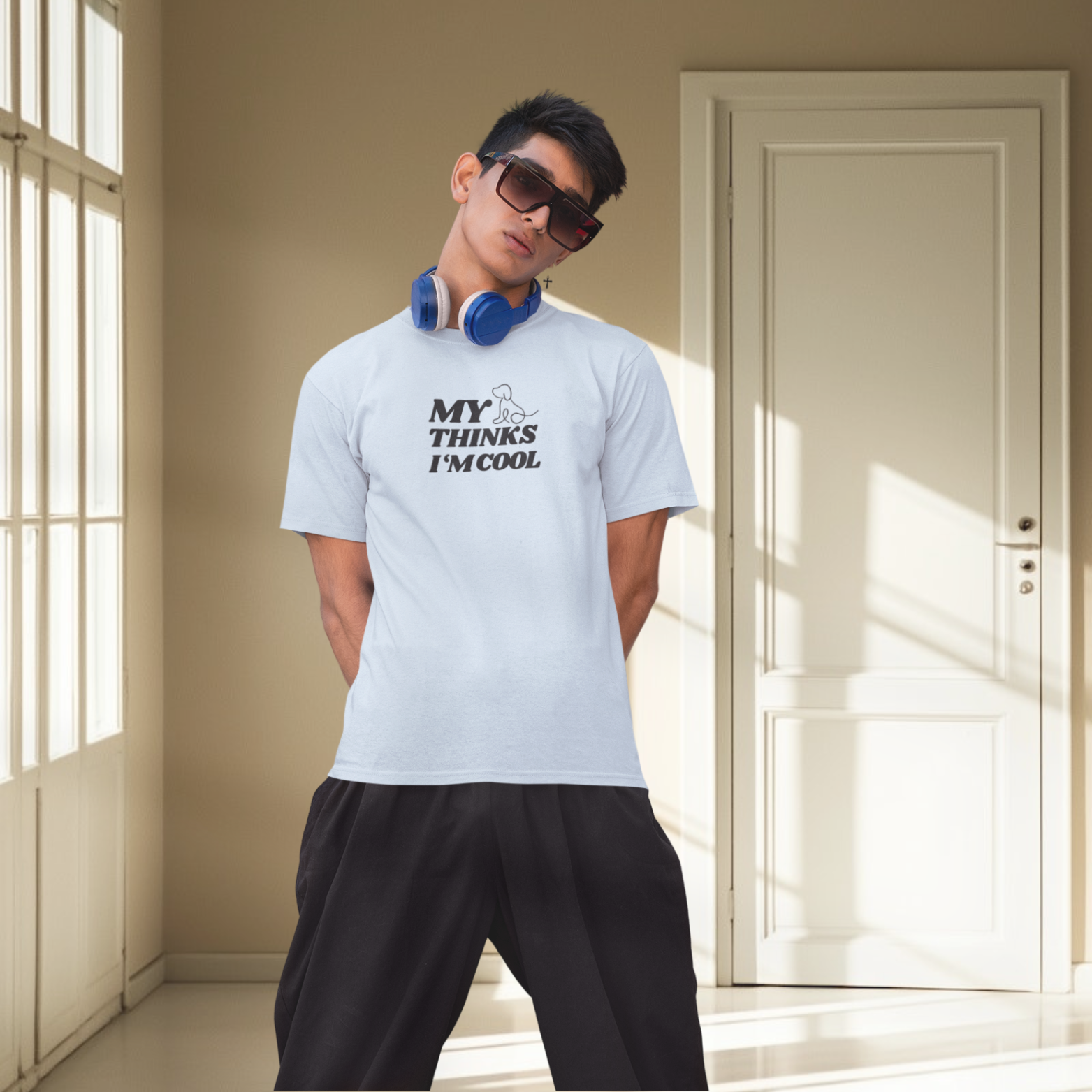 Men dog lover classic fit round neck T-shirt