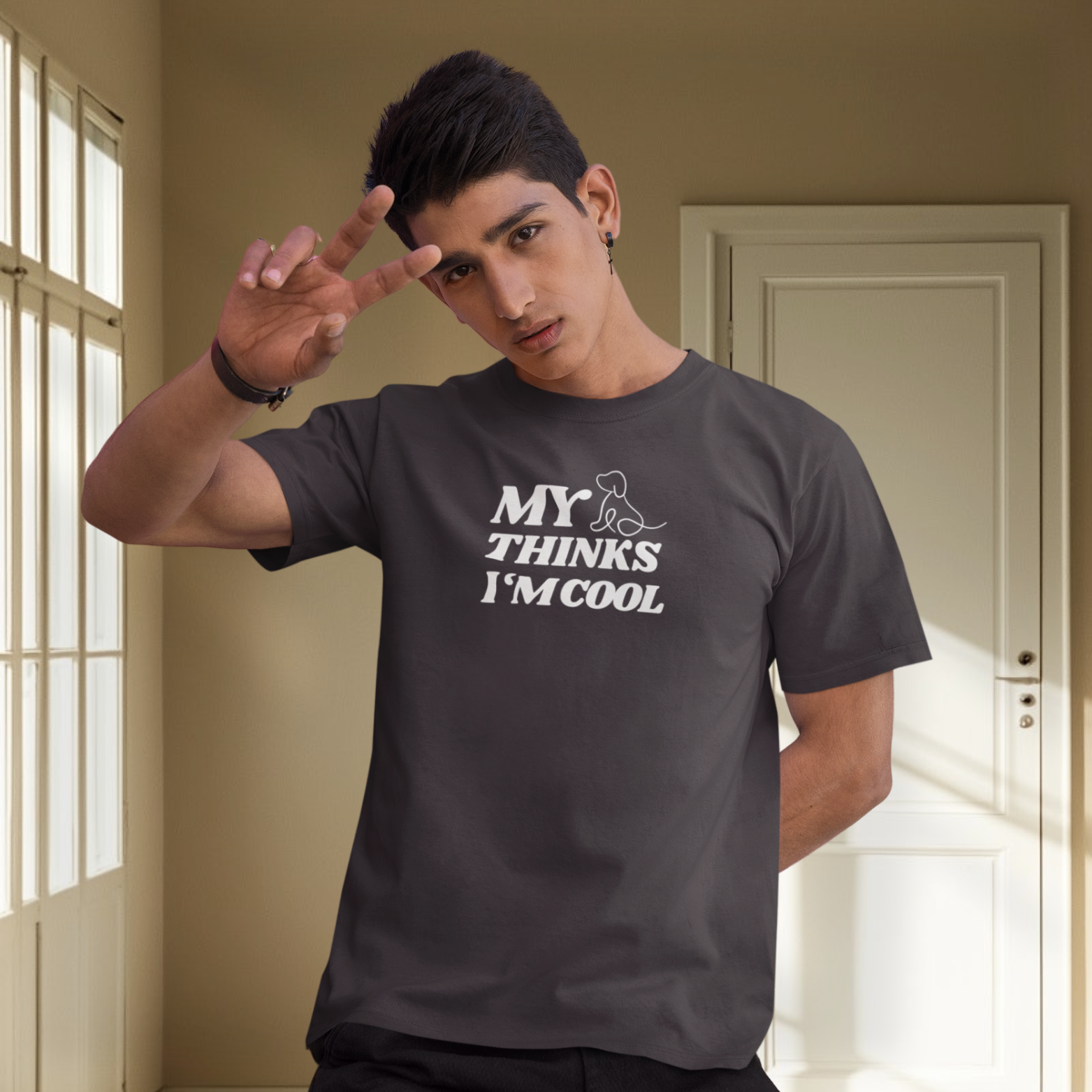 Men dog lover classic fit round neck T-shirt