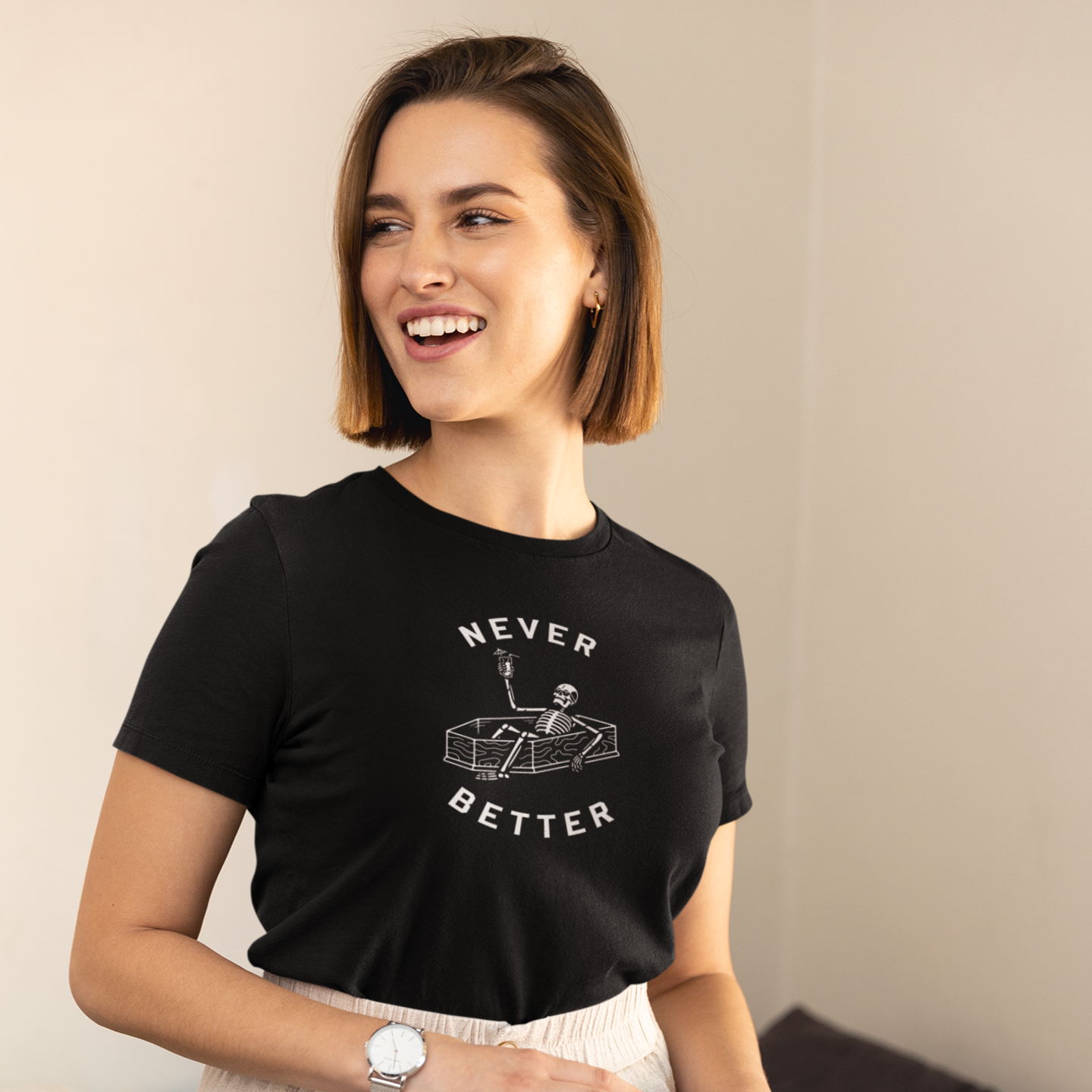 Halloween special printed round neck half sleeve slim fit t-shirt for Women