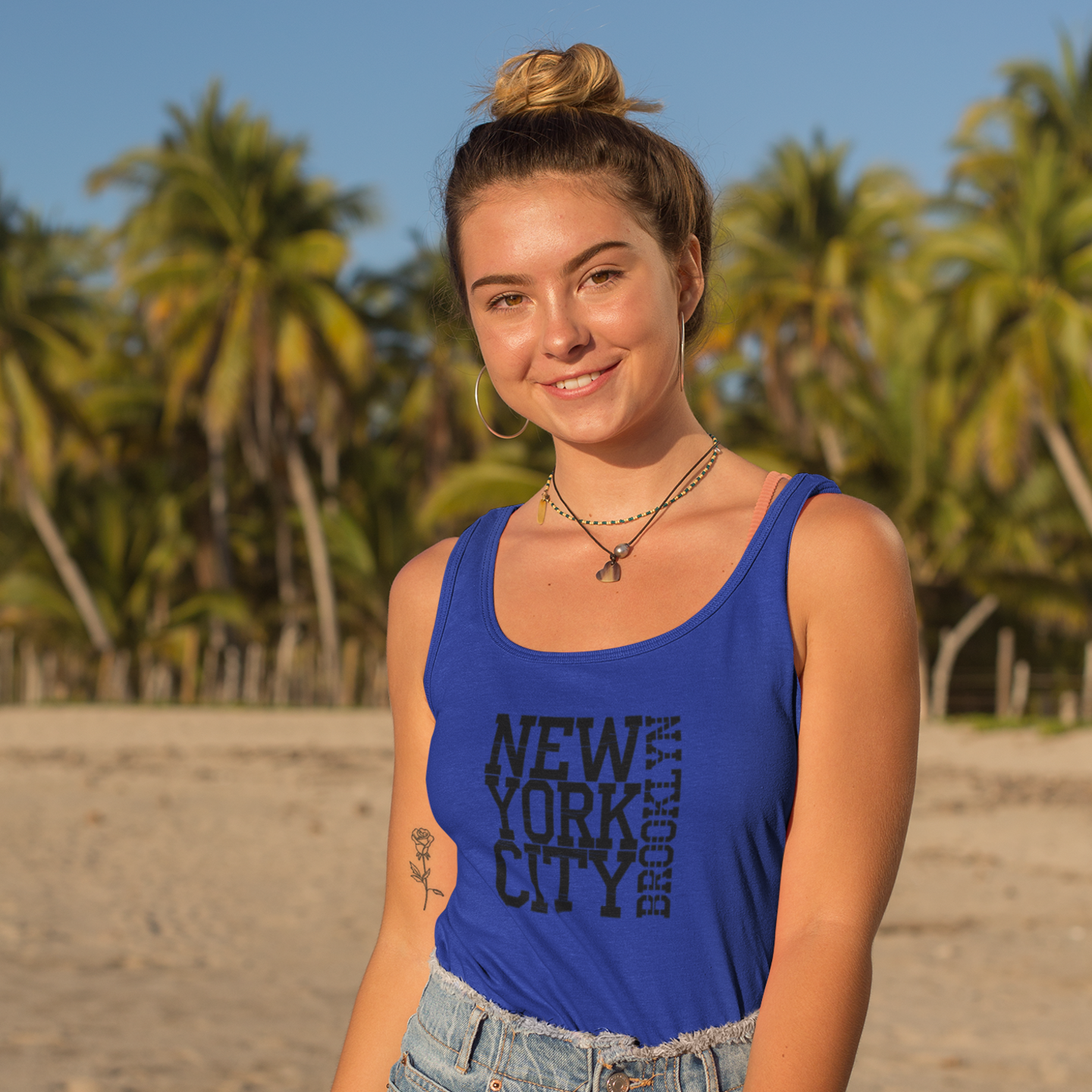 Women's Brooklyn text printed slim fit Tank Top