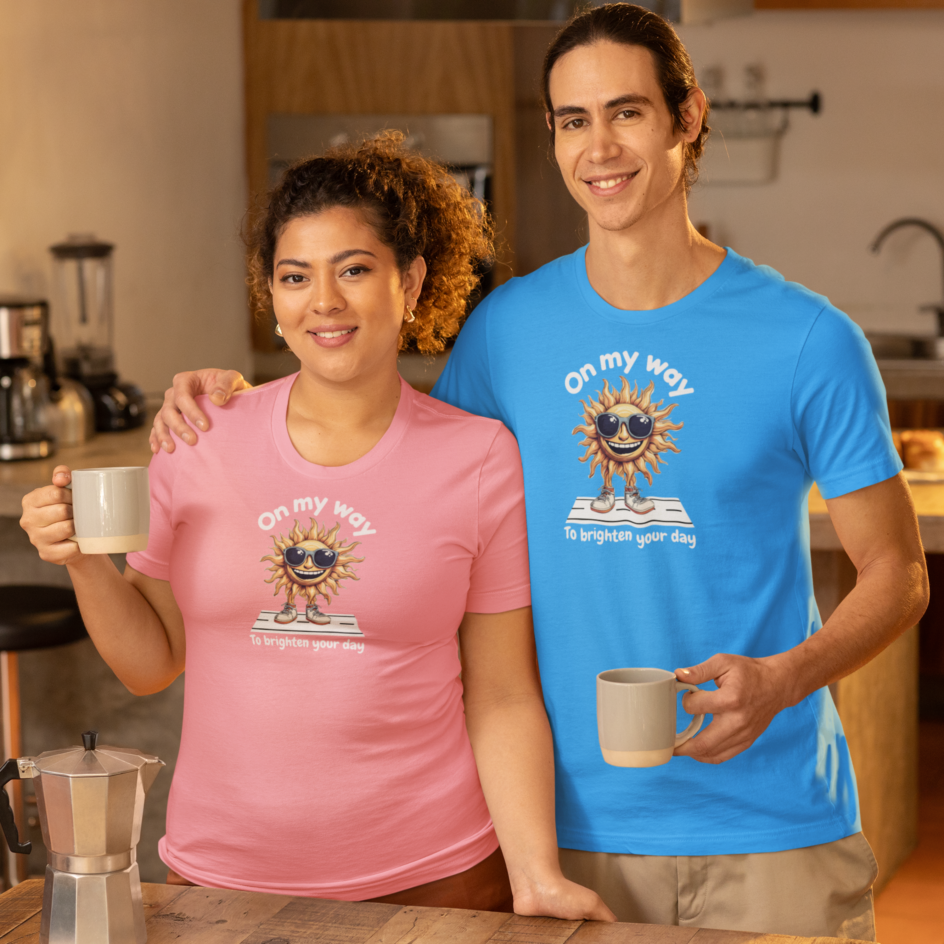 Summer shine print round neck men women summer T-Shirt