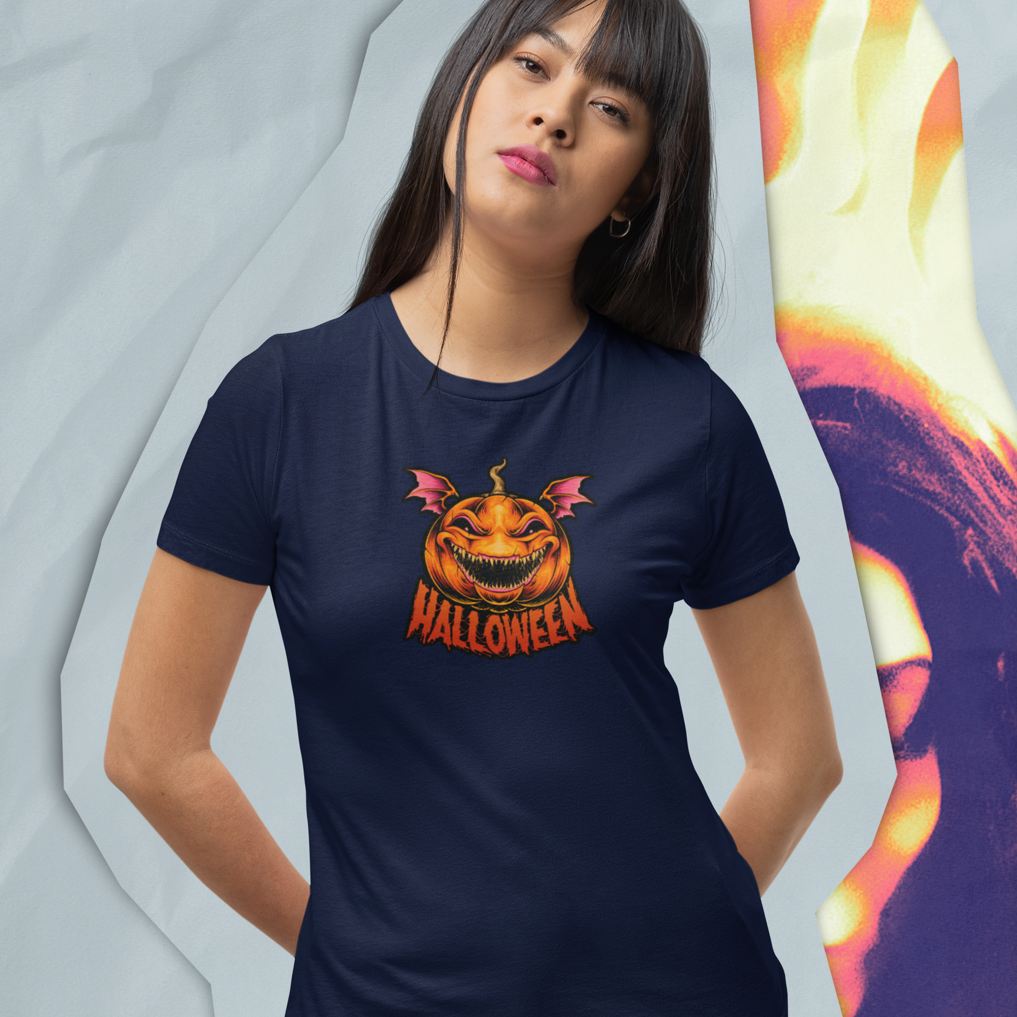 Halloween special printed round neck half sleeve slim fit t-shirt for Women