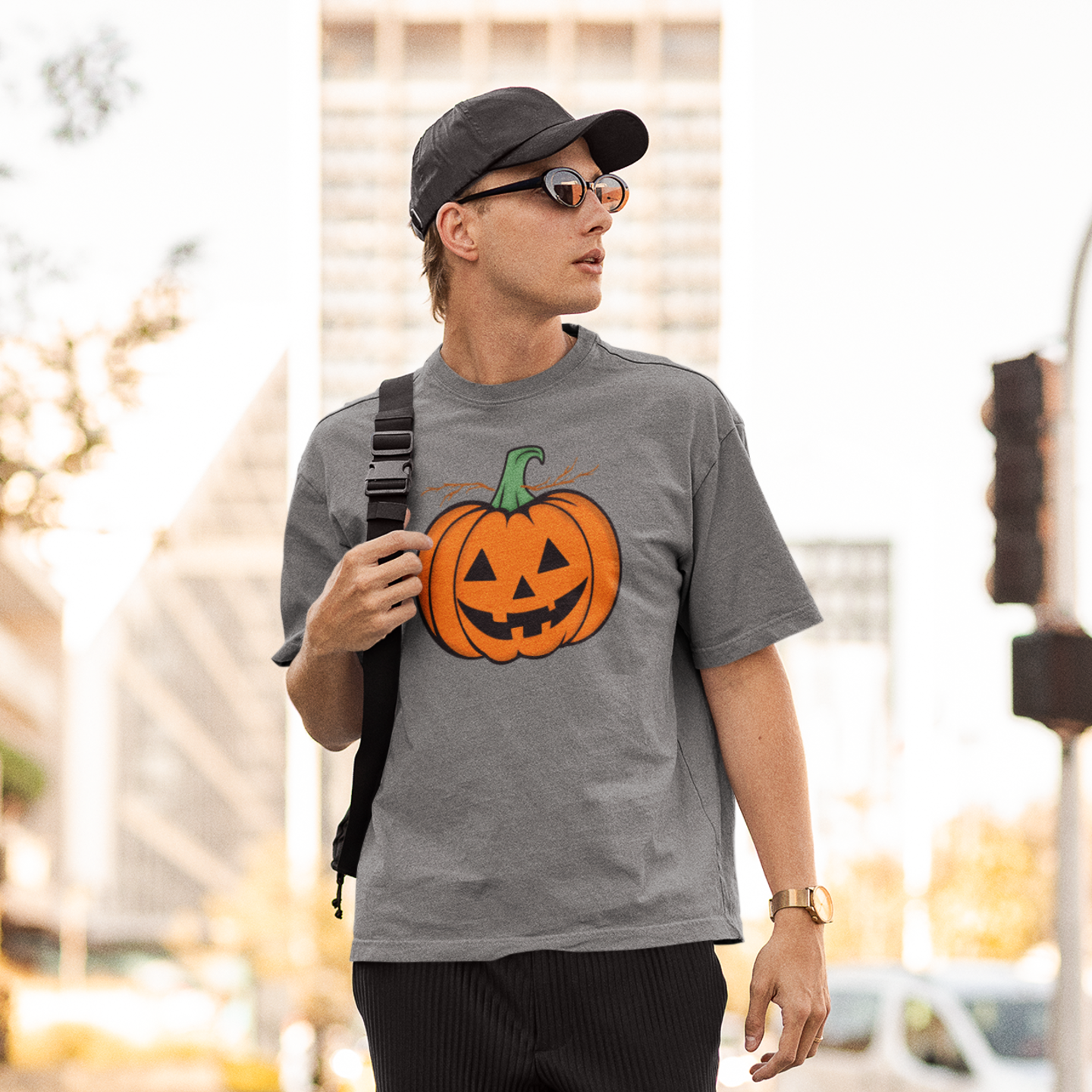 Halloween special printed comfort fit round neck t shirt for men.