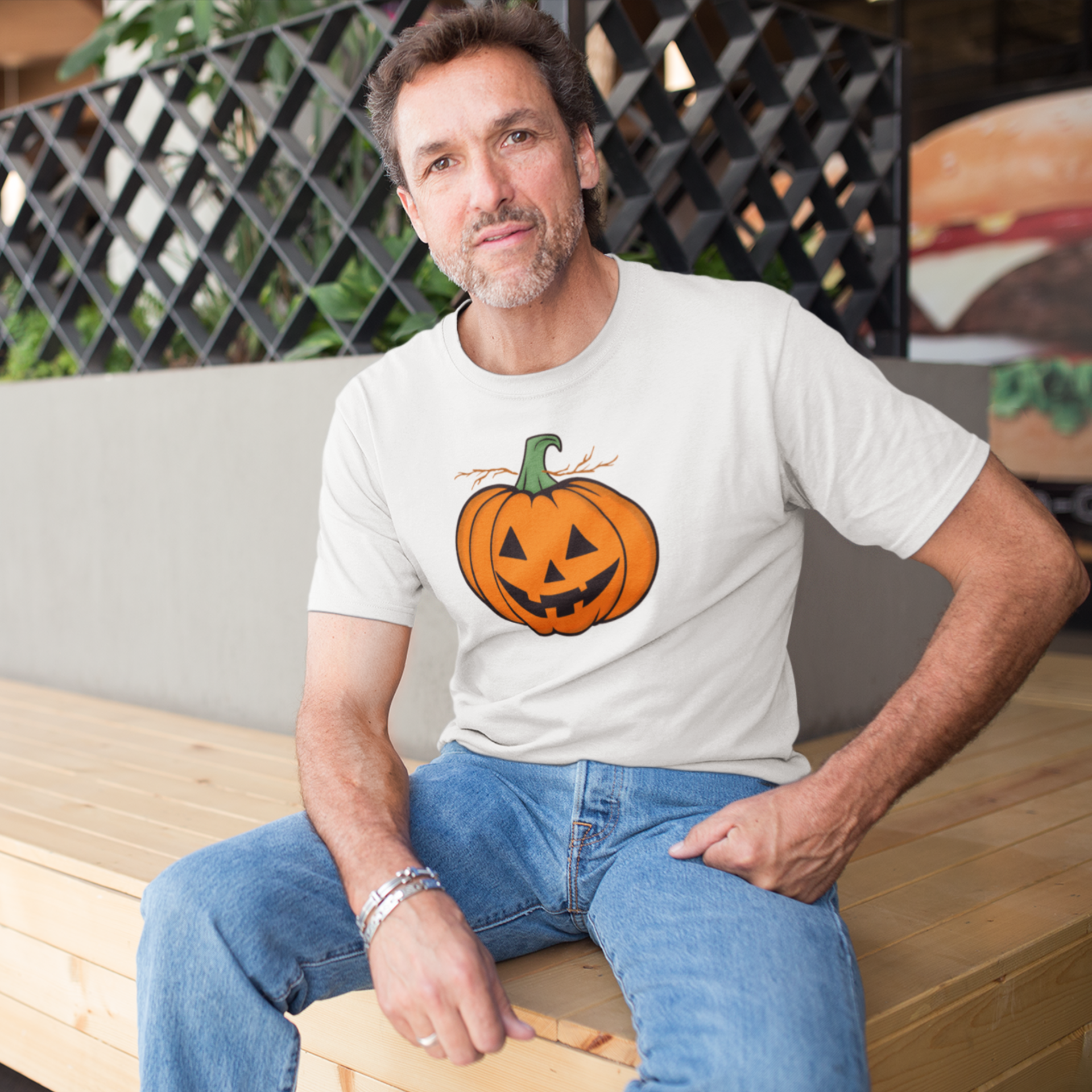 Halloween special printed comfort fit round neck t shirt for men.