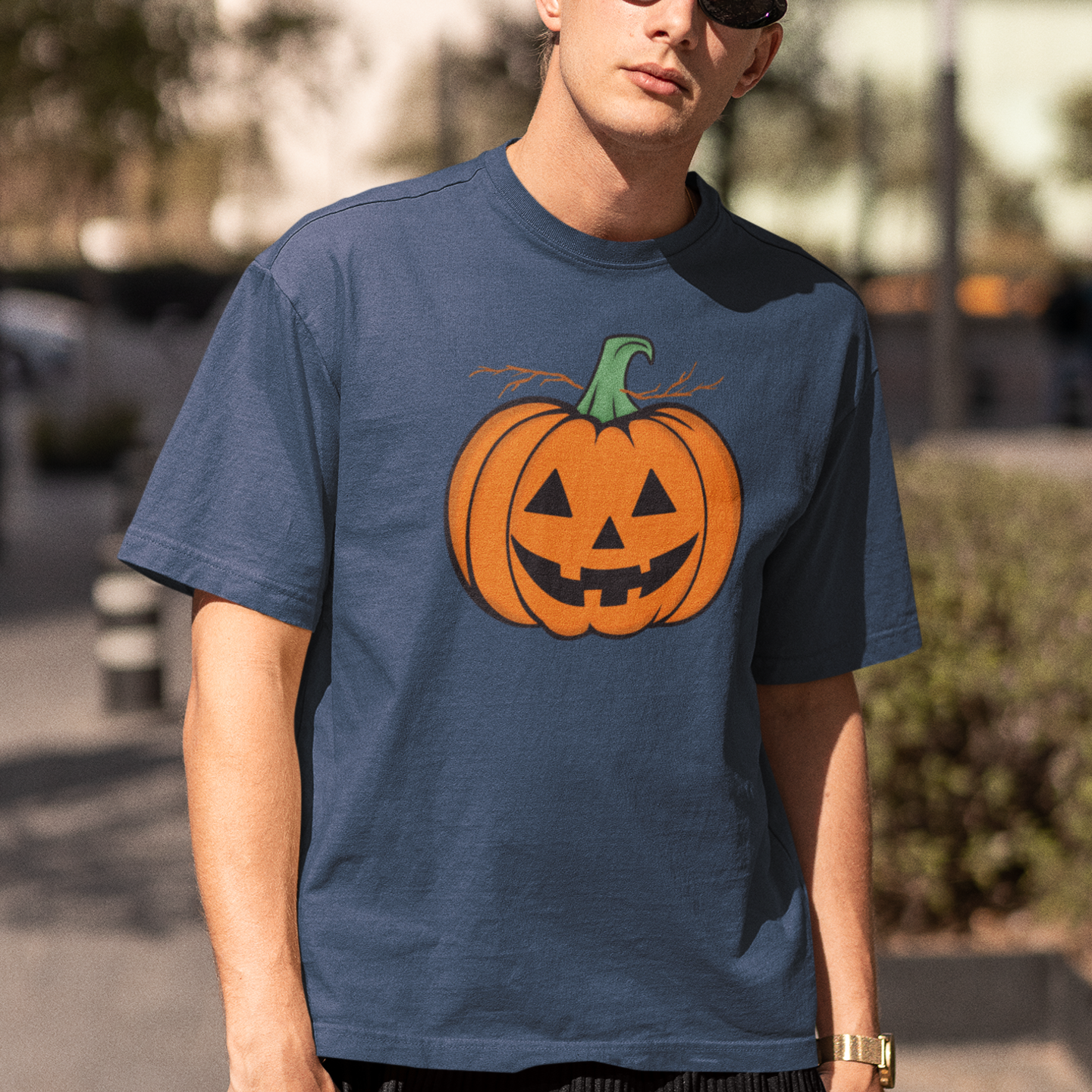 Halloween special printed comfort fit round neck t shirt for men.