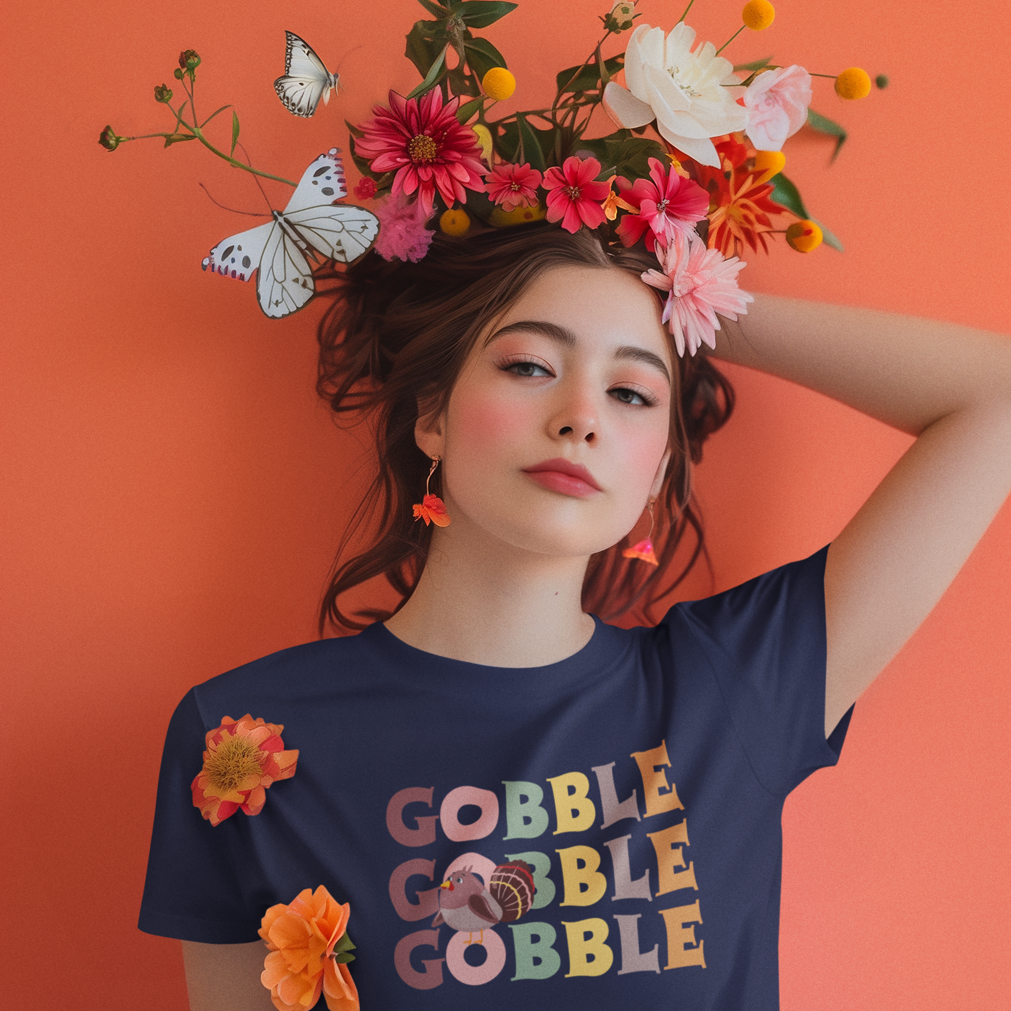 Women Thanksgiving special half sleeve round neck Tee
