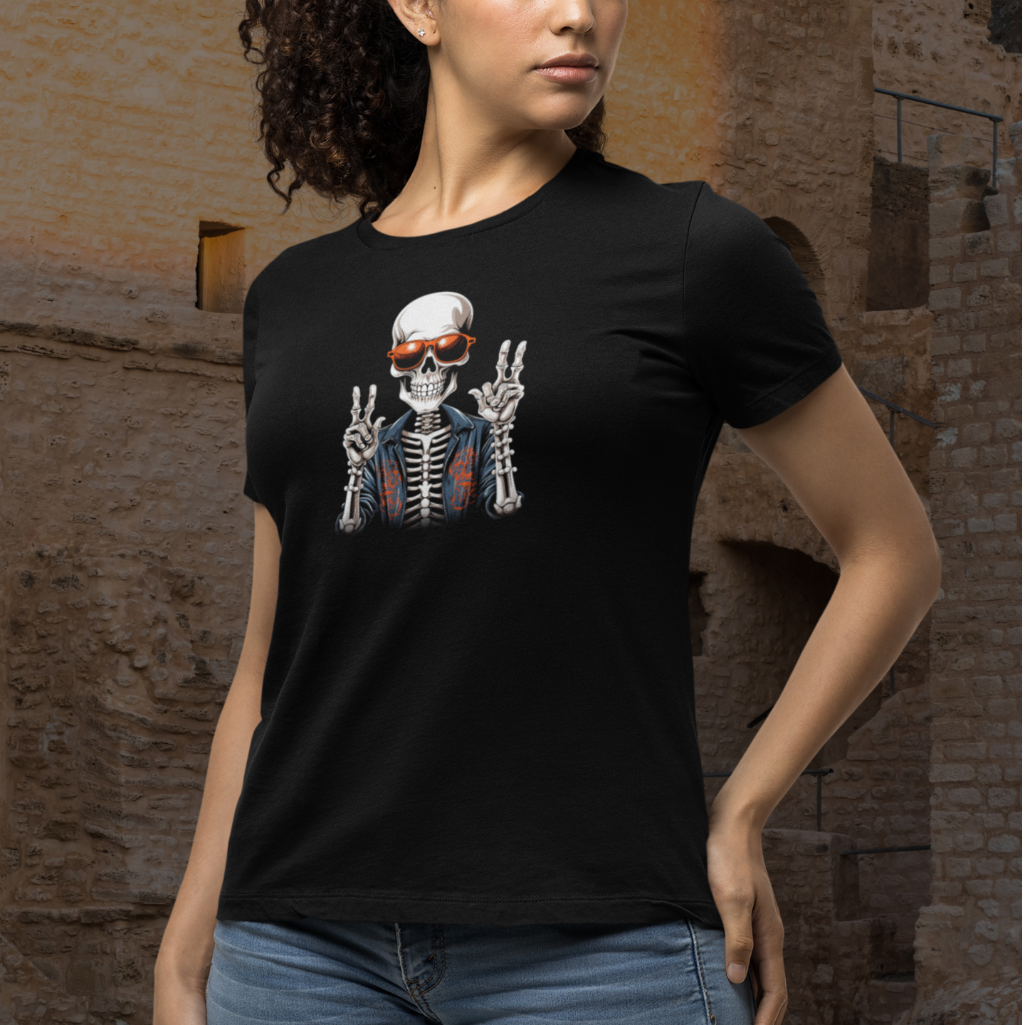 Halloween special printed round neck half sleeve slim fit t-shirt for Women