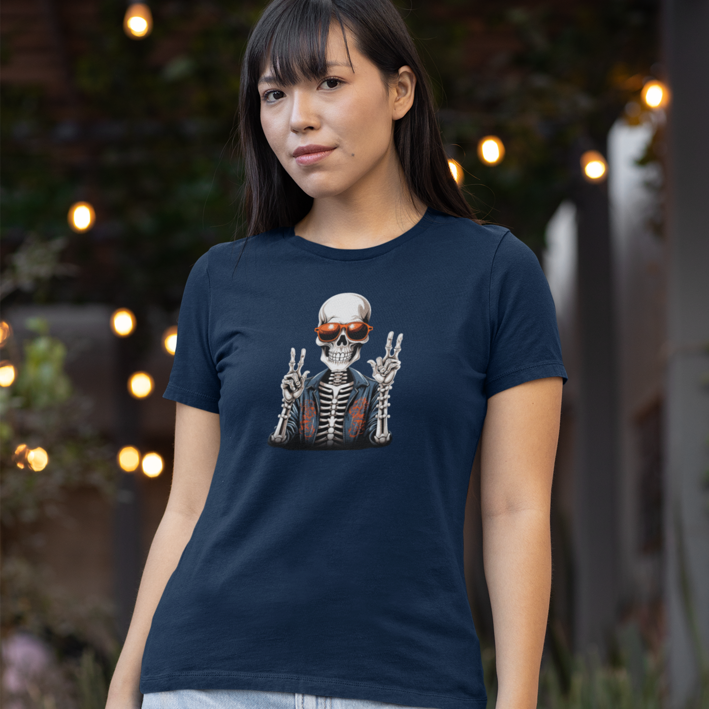 Halloween special printed round neck half sleeve slim fit t-shirt for Women