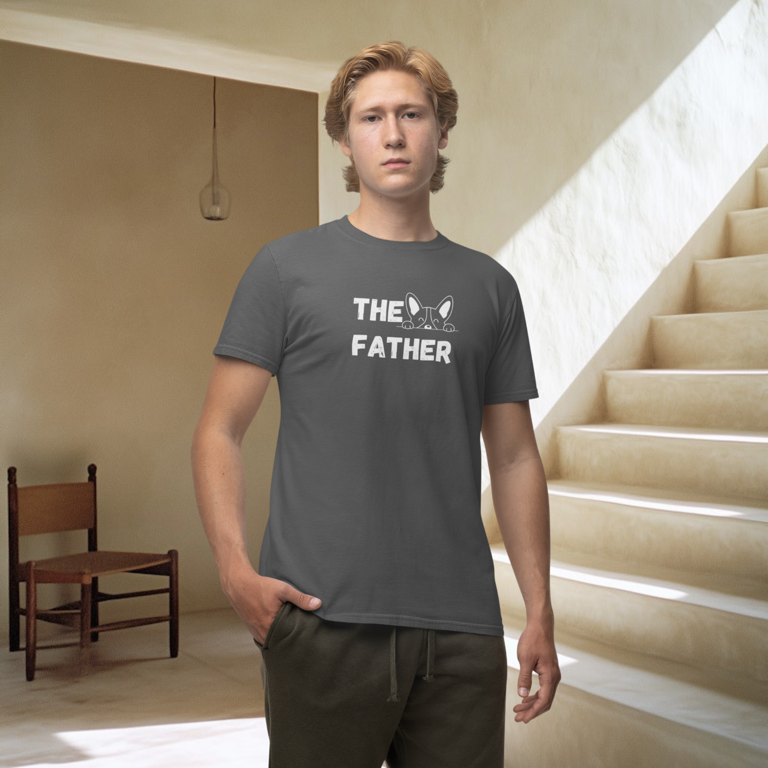 Men dog lover classic fit round neck T-shirt