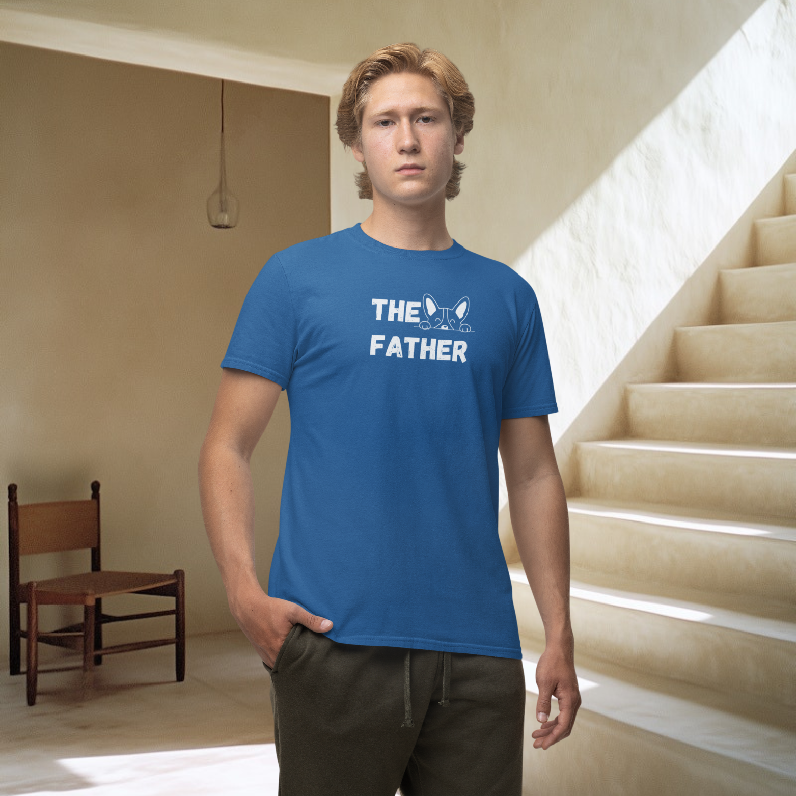 Men dog lover classic fit round neck T-shirt