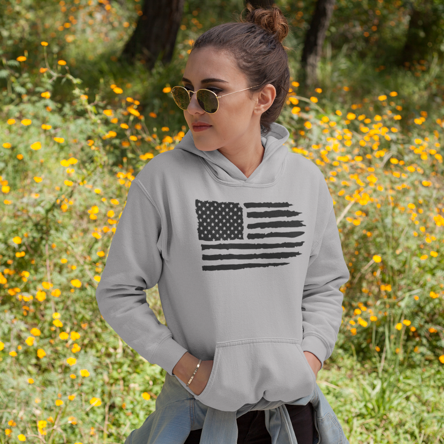 USA Flag Design classic fit Unique Hoodie for women
