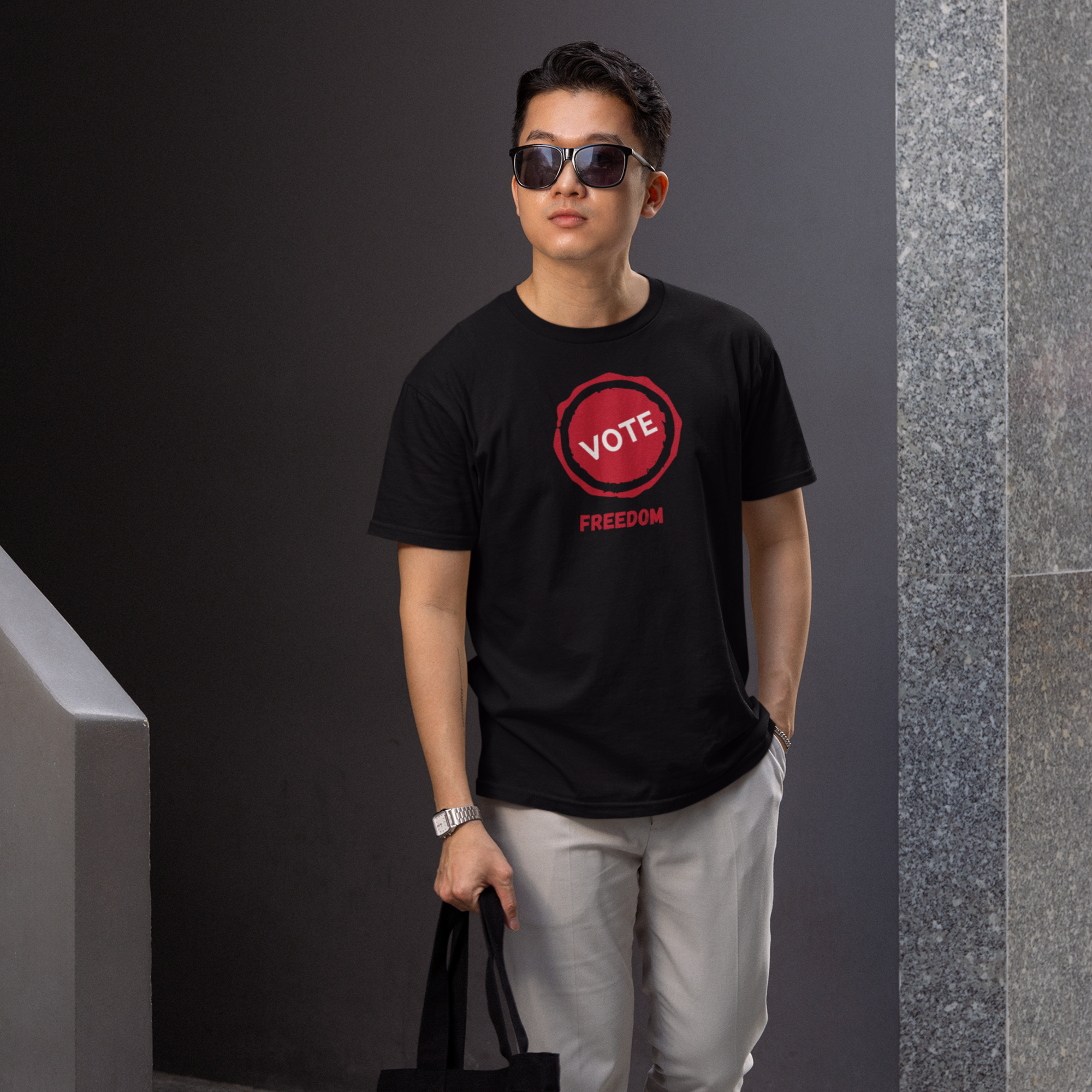 Voting special round neck classic fit t shirt for Men