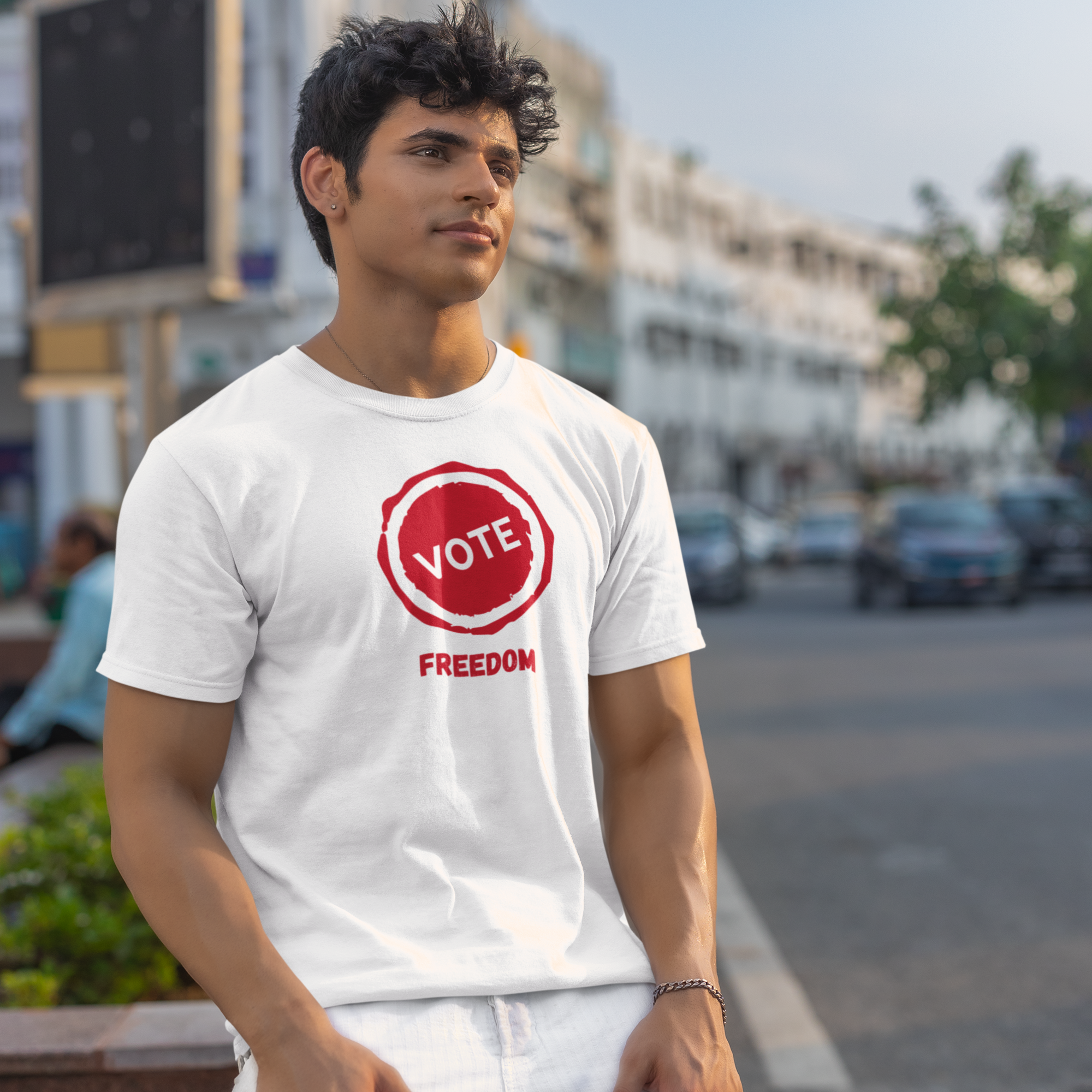 Voting special round neck classic fit t shirt for Men