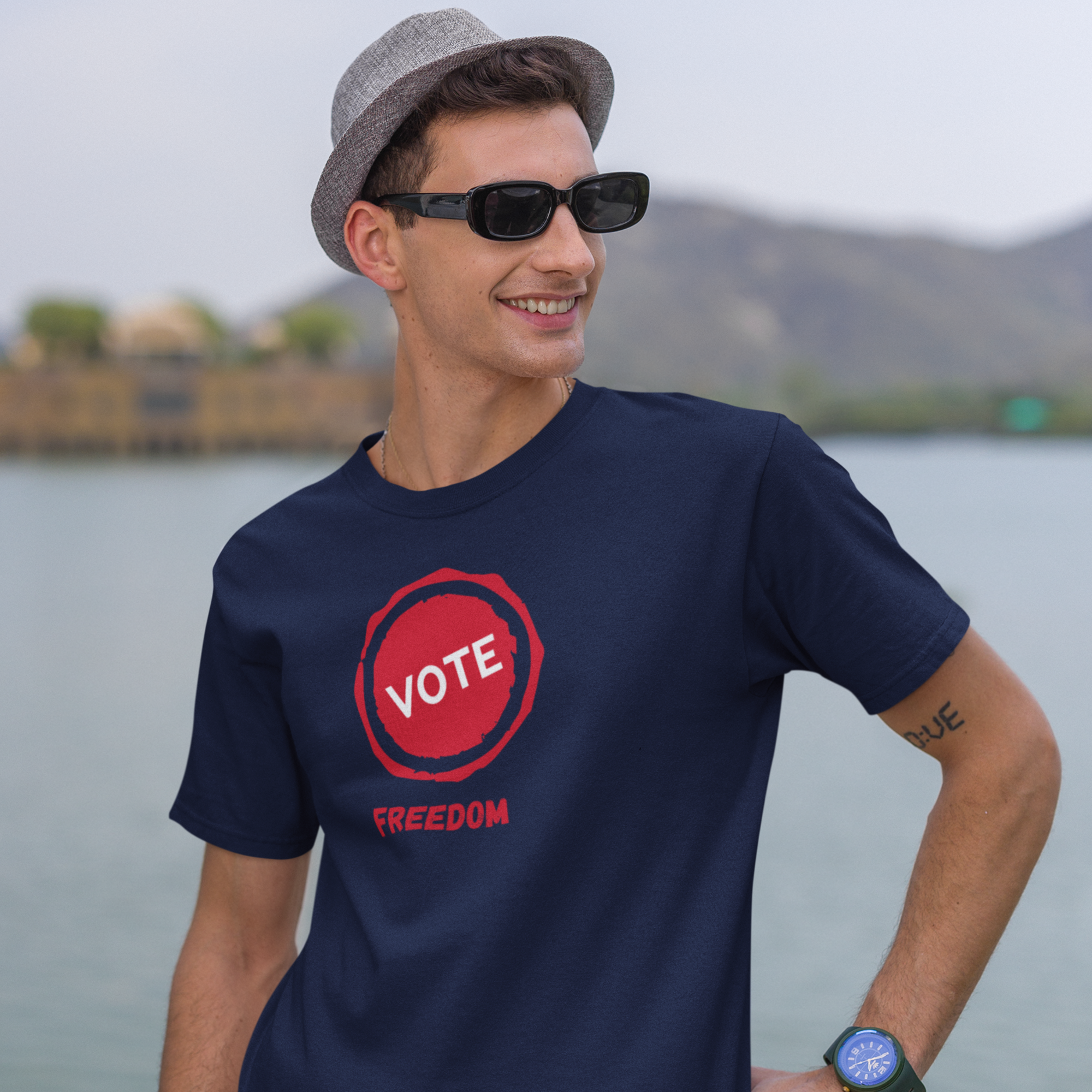 Voting special round neck classic fit t shirt for Men