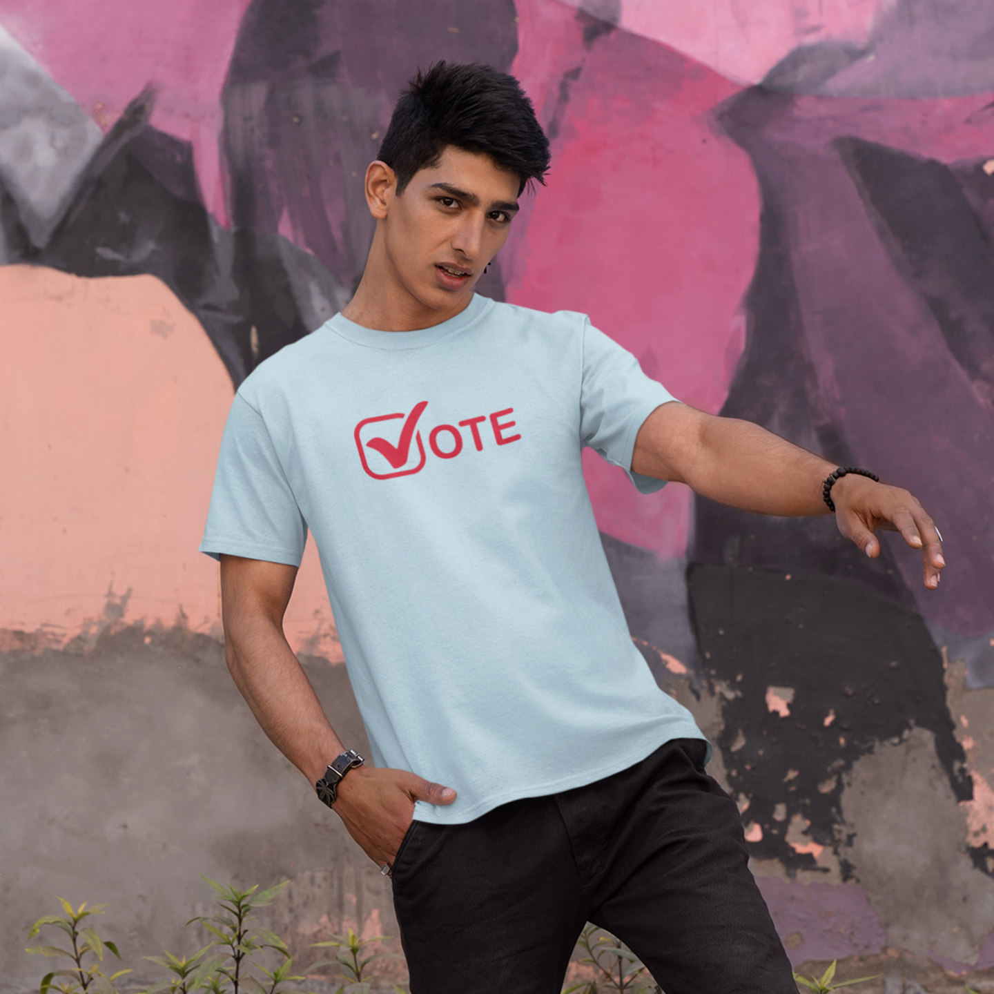 Voting special round neck classic fit t shirt for Men