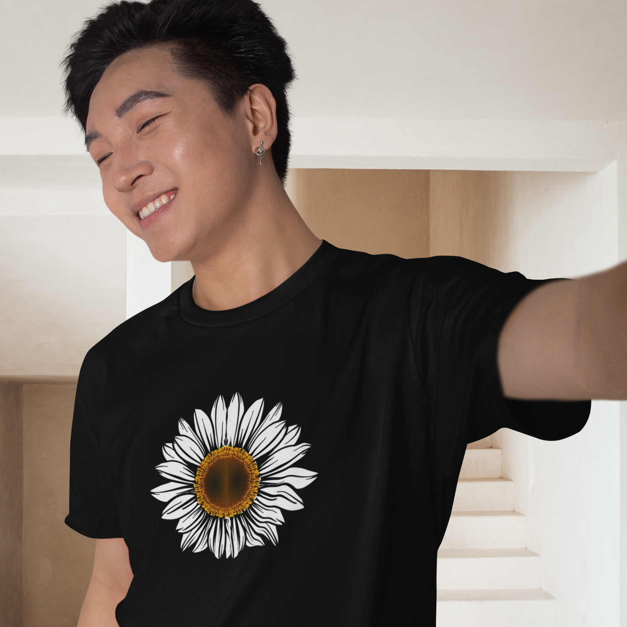 White Sunflower unisex Round Neck, short sleeve T-Shirt