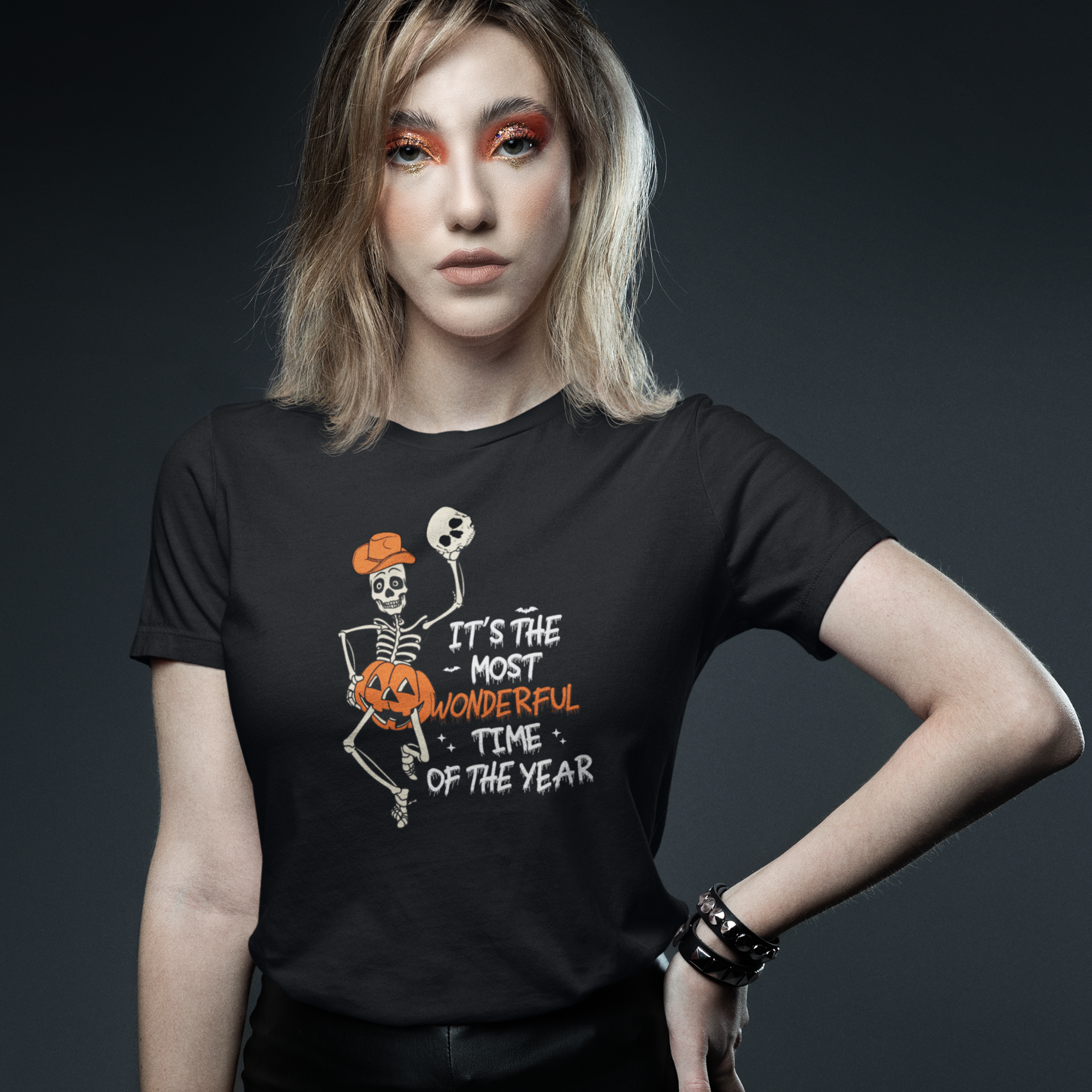 Halloween special printed round neck half sleeve slim fit t-shirt for Women