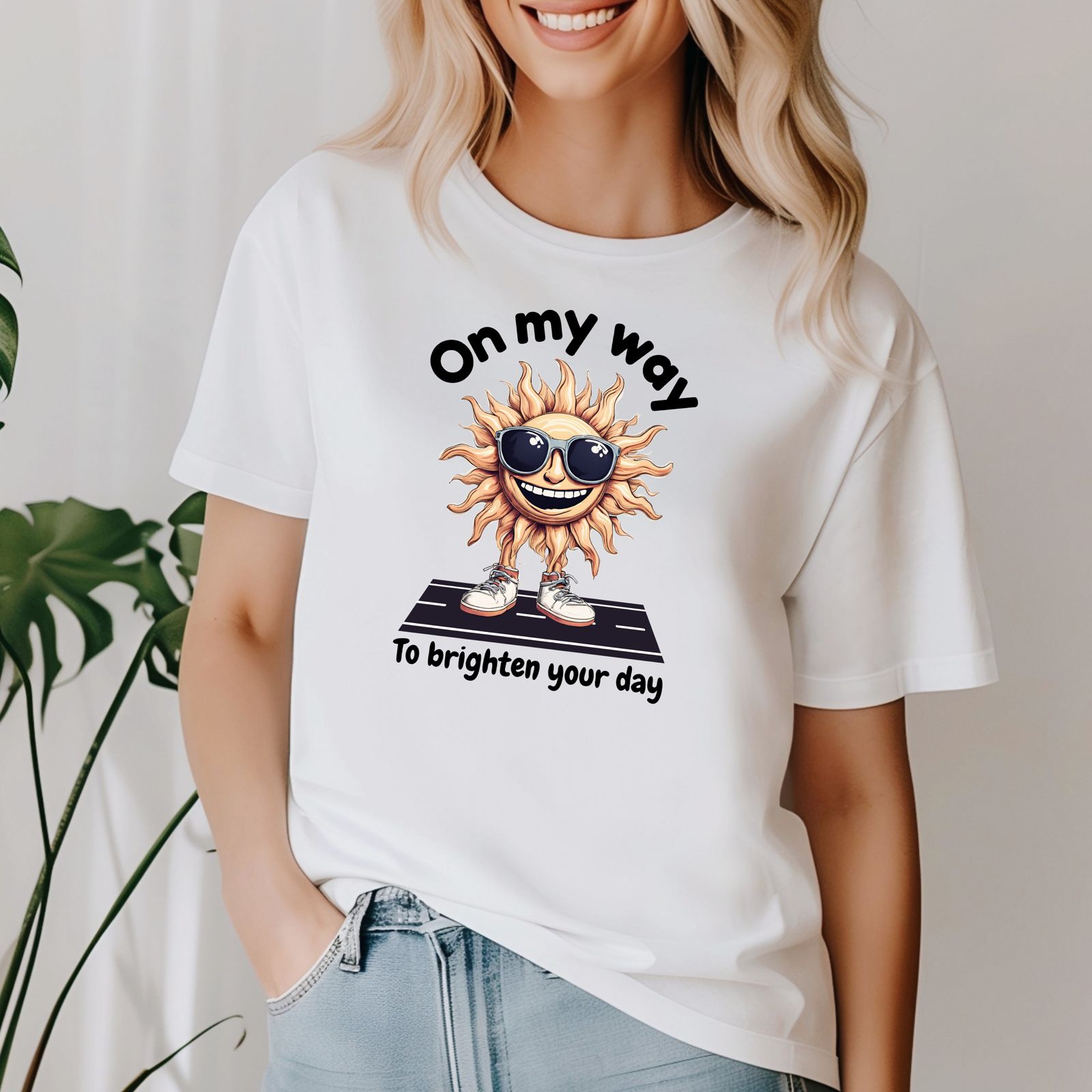 Summer shine print round neck men women summer T-Shirt