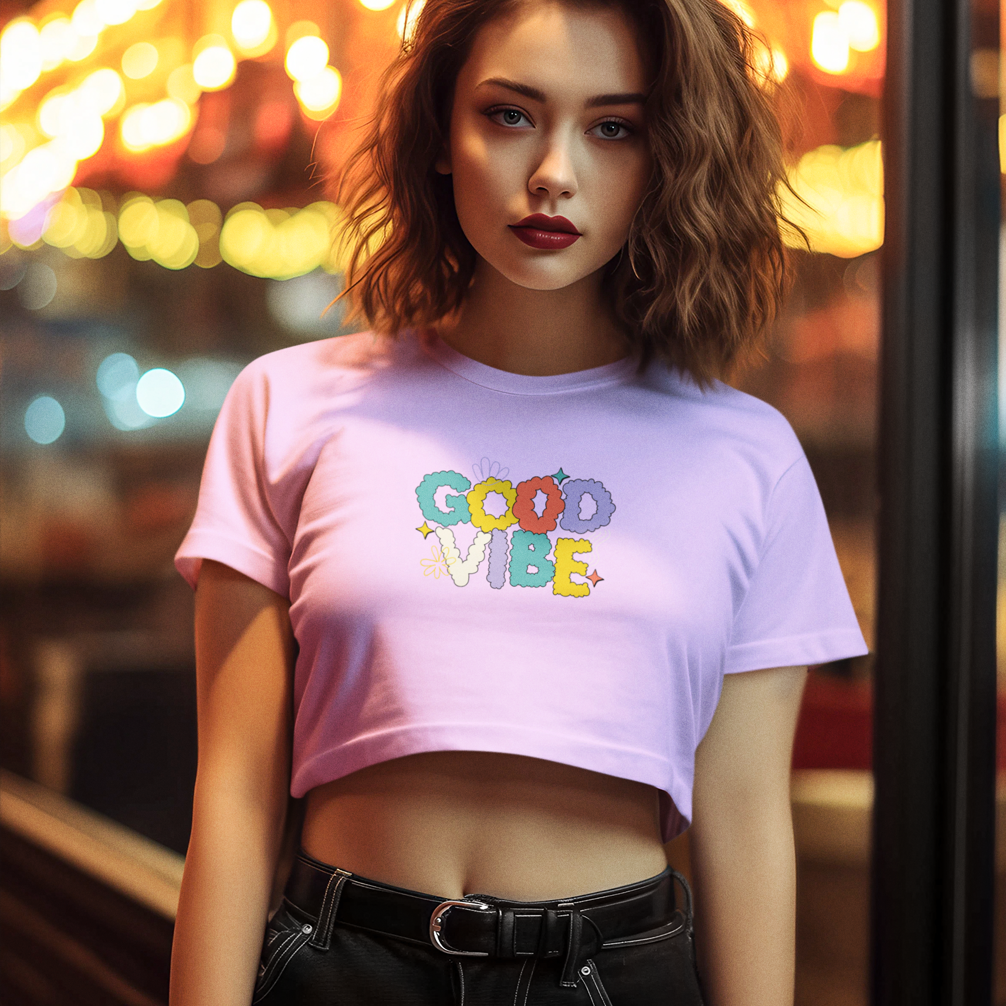 Good Vibe Women's Crop Tee | Casual Summer Top, Trendy Streetwear, Gift for Her, Festival Wear, Positive Energy Shirt