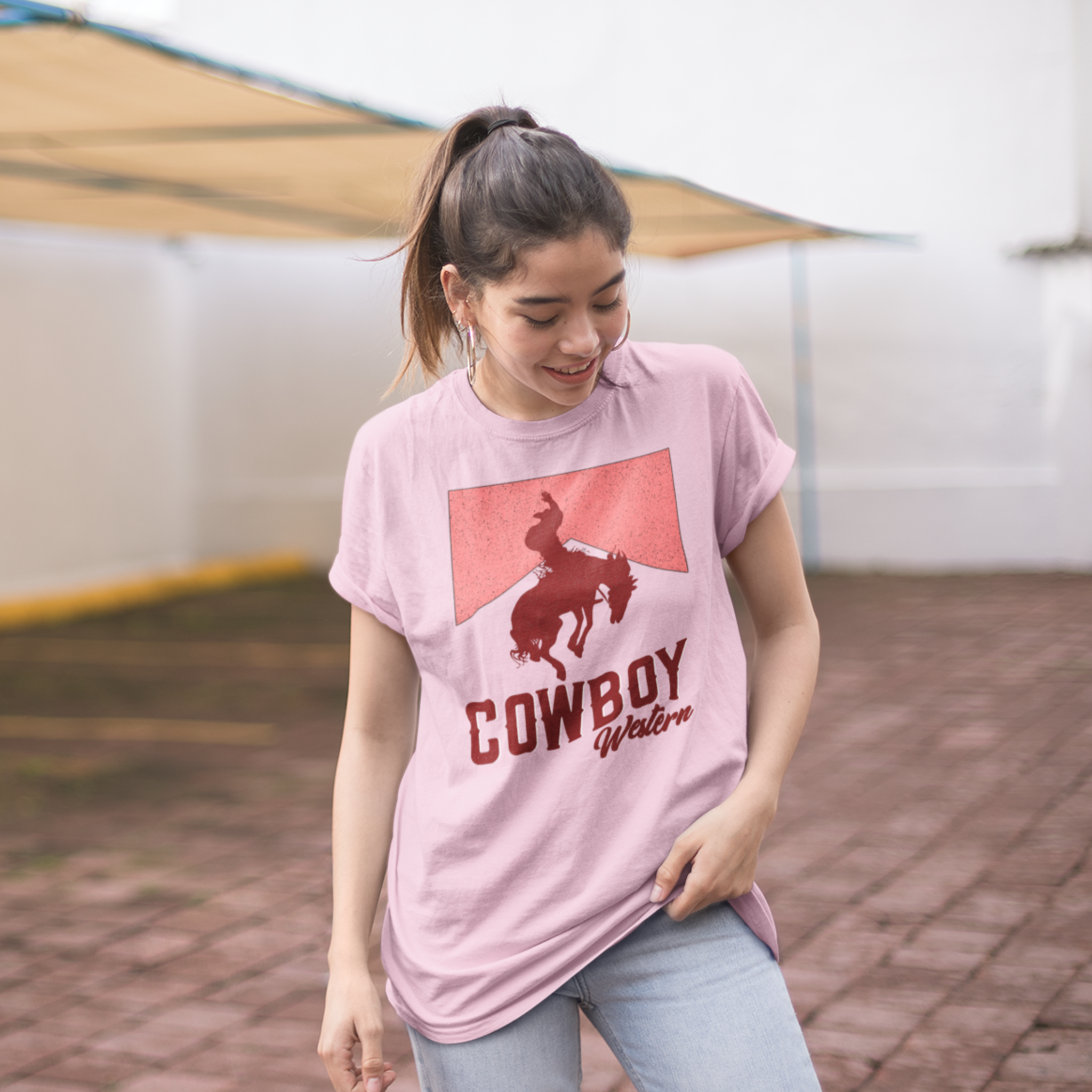 COW BOY roundneck Oversized T-shirt for men women