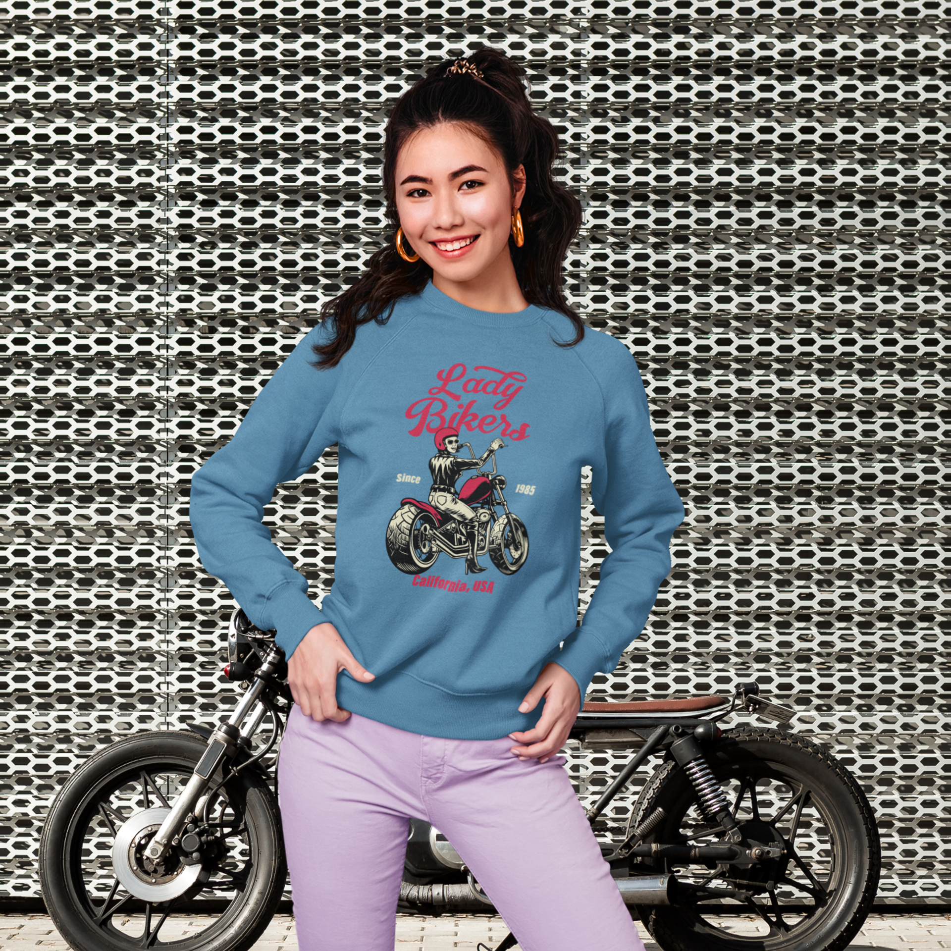 Lady bikers Round neck oversized Sweatshirt for women