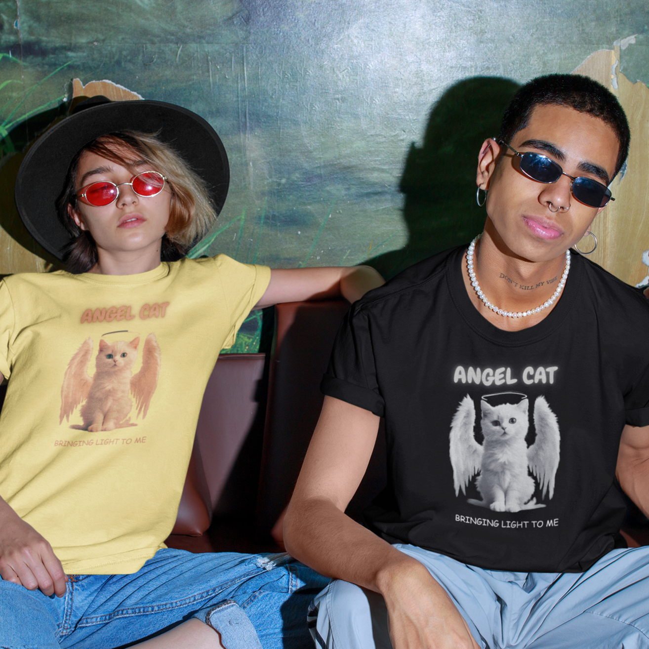 Cute cat Unisex oversized roundneck T-shirt