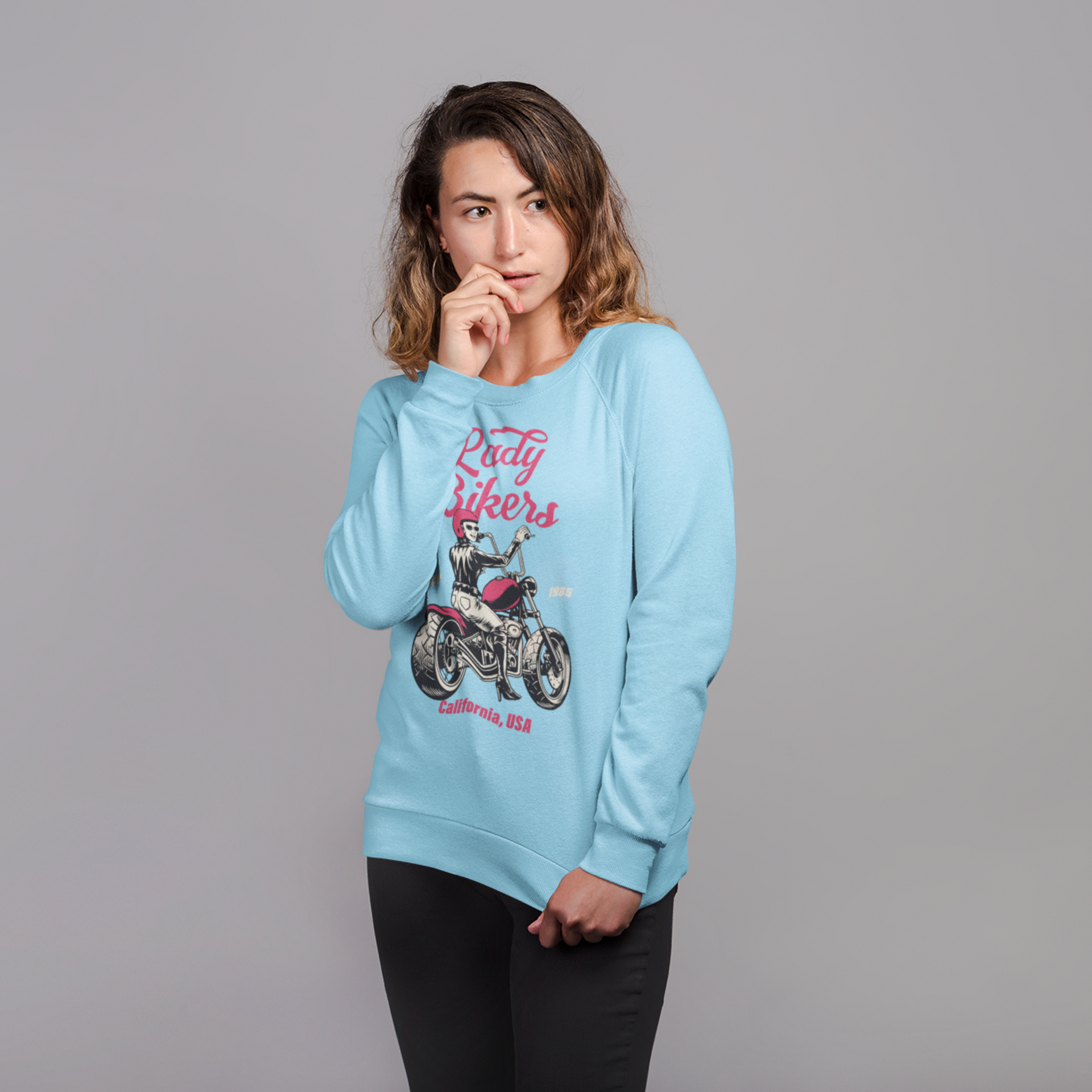 Lady bikers Round neck oversized Sweatshirt for women