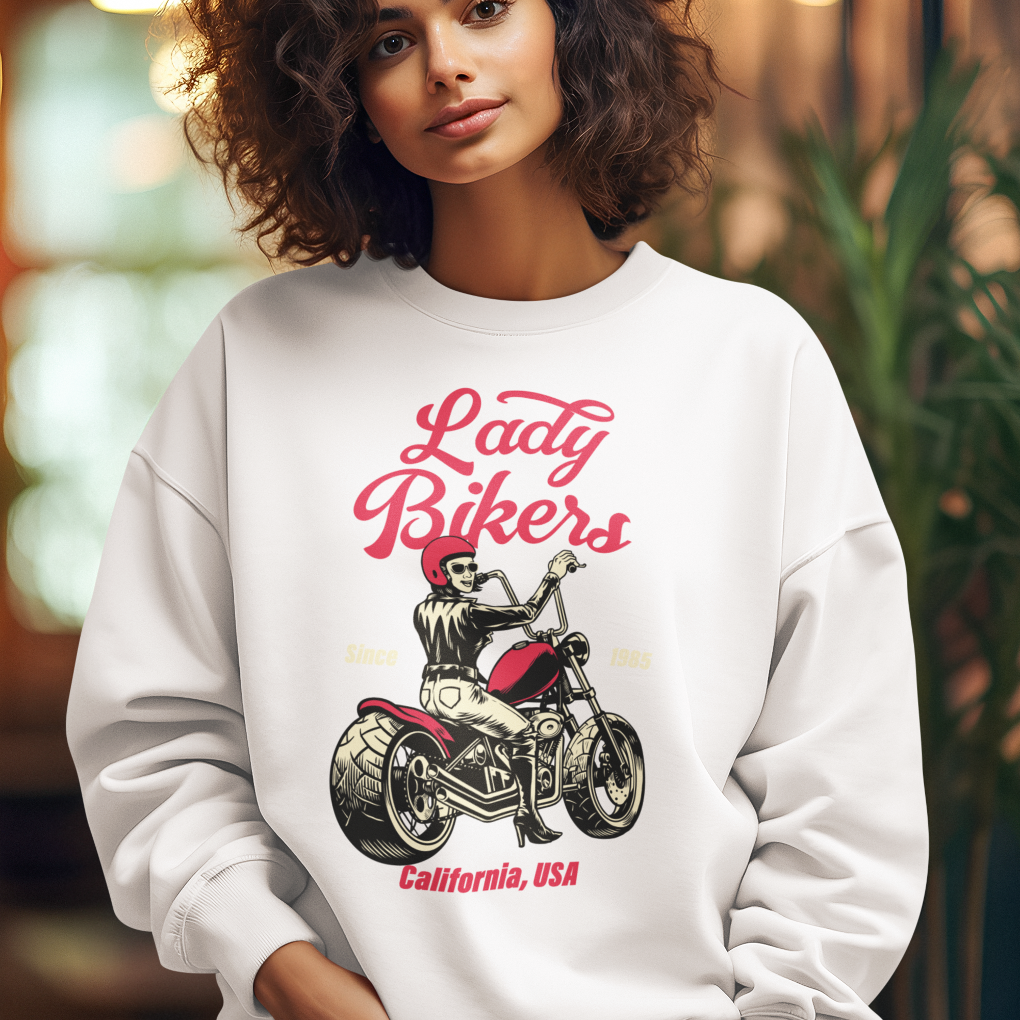 Lady bikers Round neck oversized Sweatshirt for women