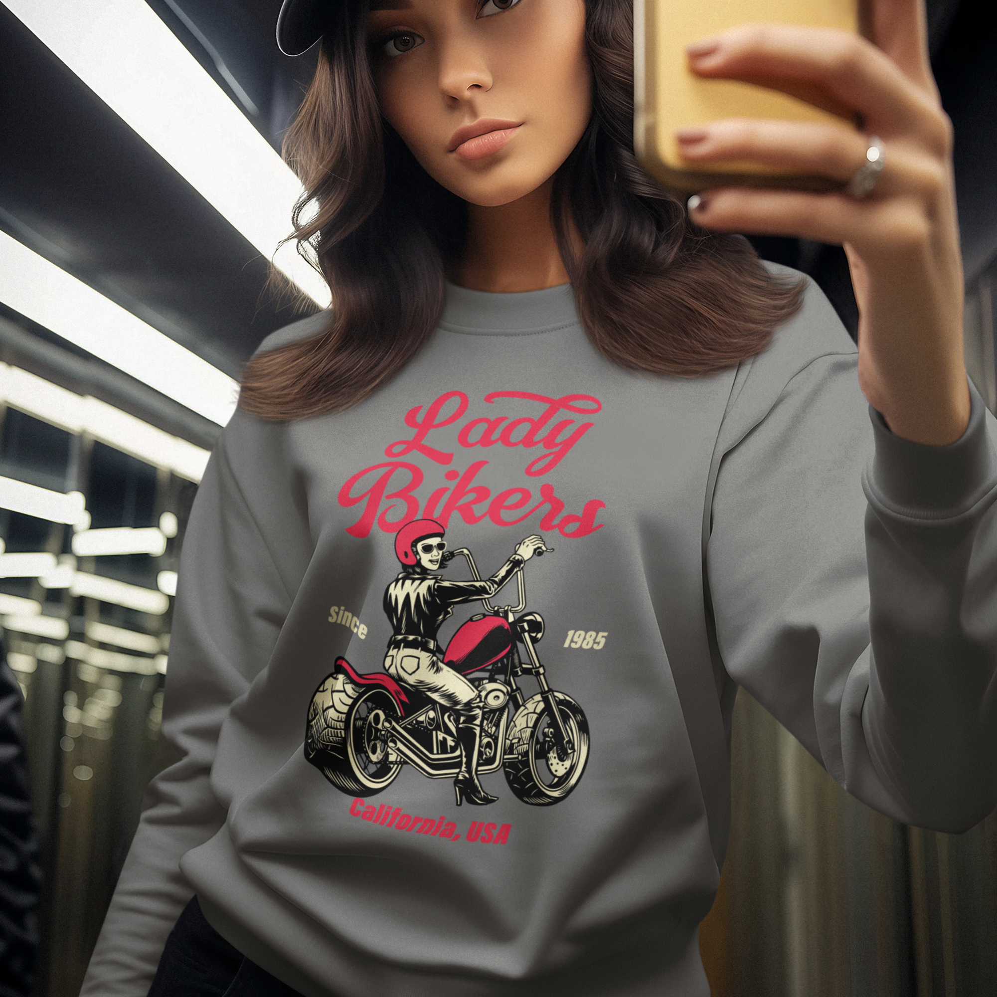Lady bikers Round neck oversized Sweatshirt for women