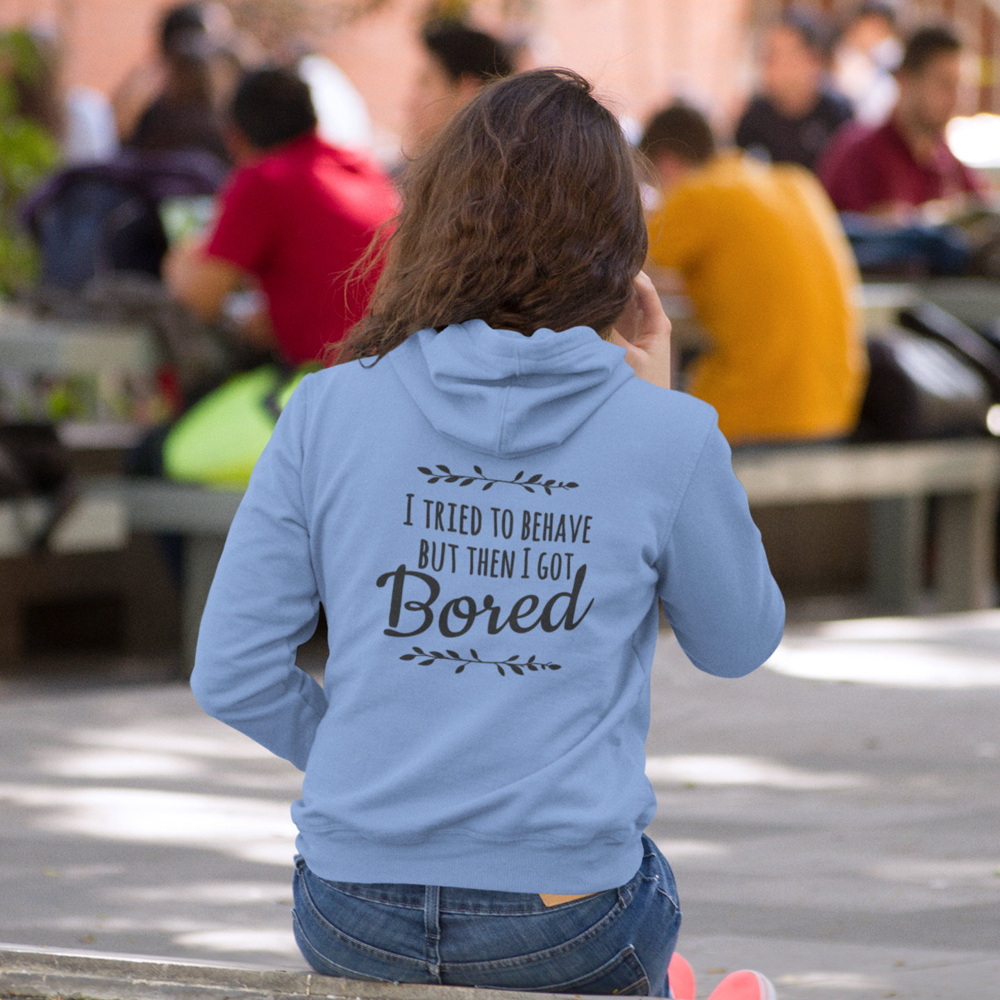 Humour quote text women back print Hooded Sweatshirt