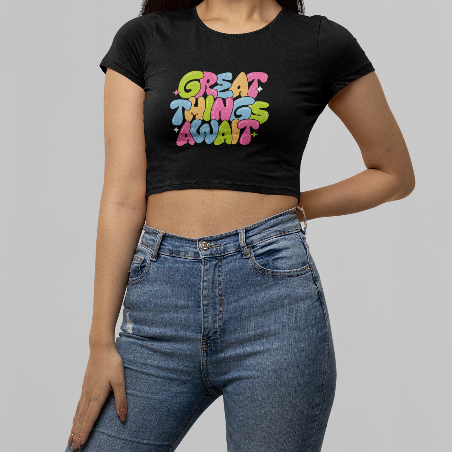 Colorful Inspirational Women's Crop Tee, Summer Fashion Top, Motivational Tee, Gift for Her, Trendy Streetwear
