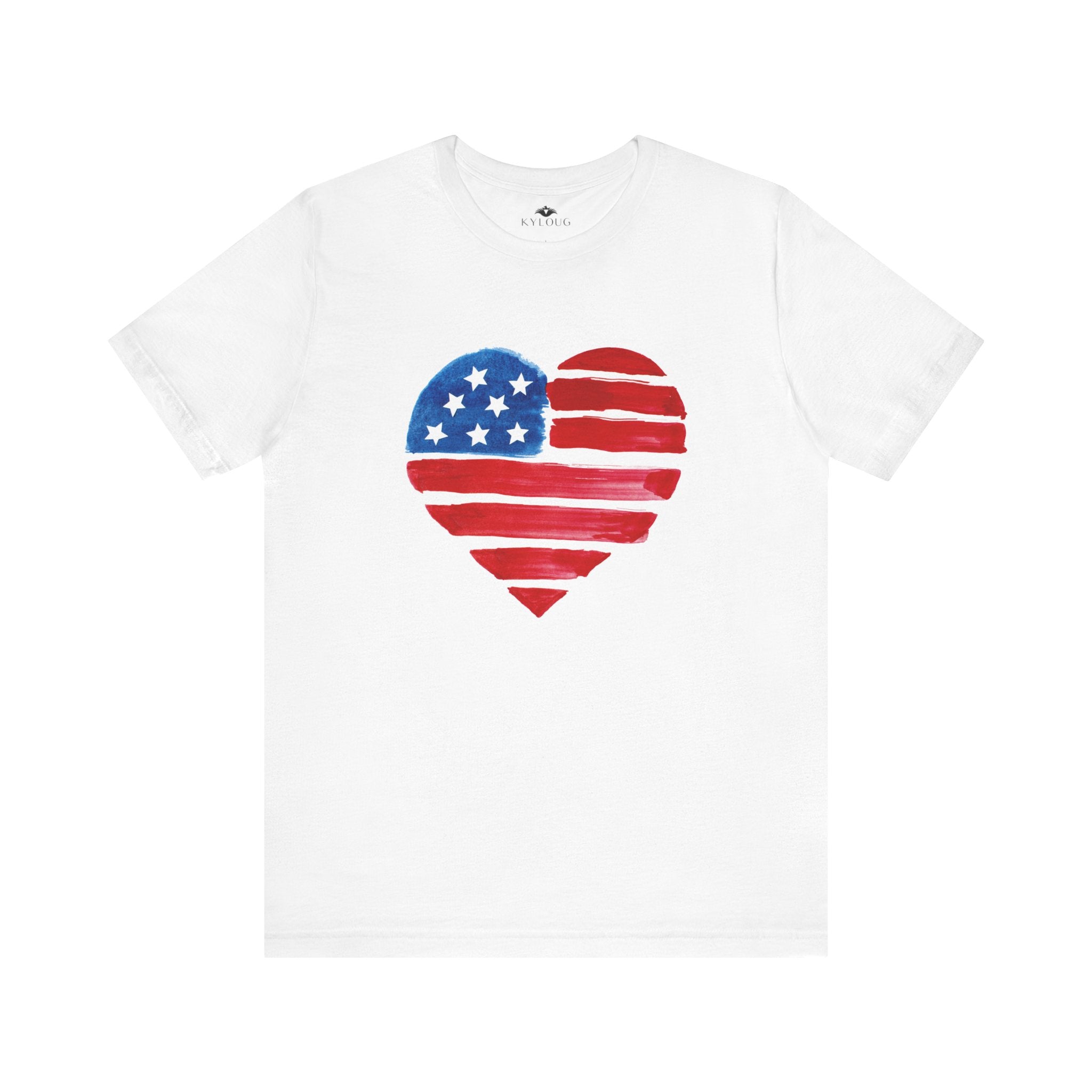 USA Flag Heart Design round neck T-Shirt for women