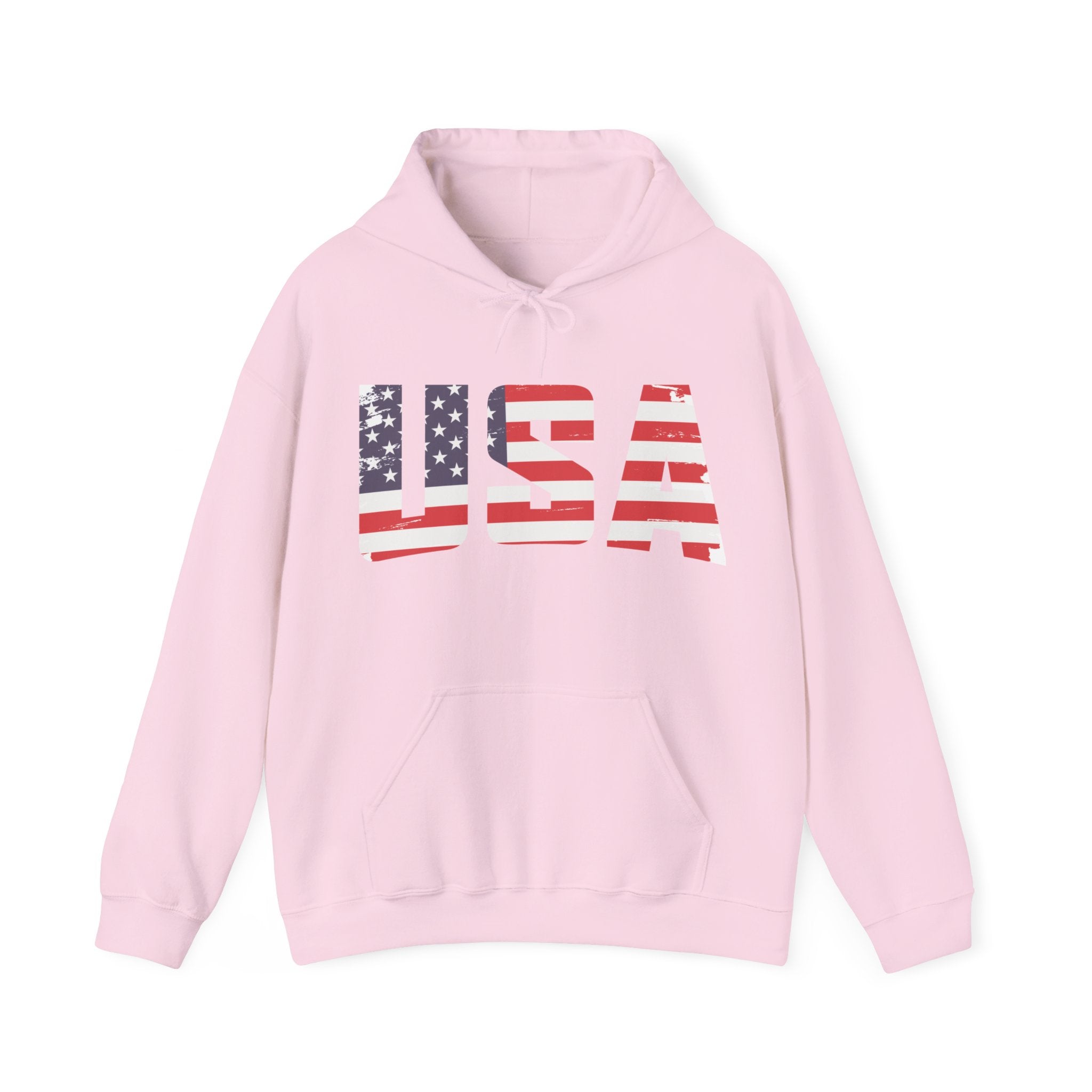 USA Flag Text Printed classic fit Hooded Sweatshirt for men women