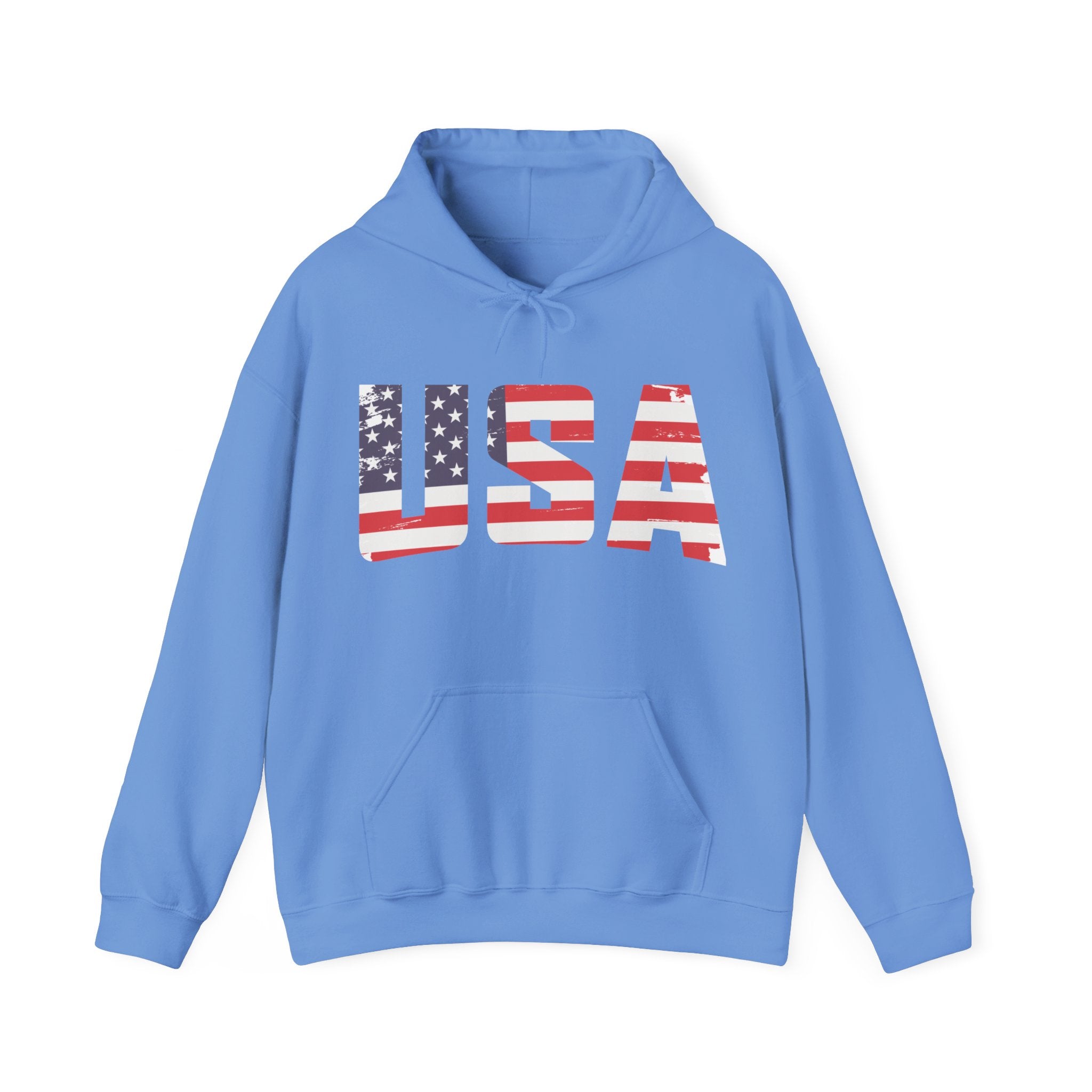 USA Flag Text Printed classic fit Hooded Sweatshirt for men women