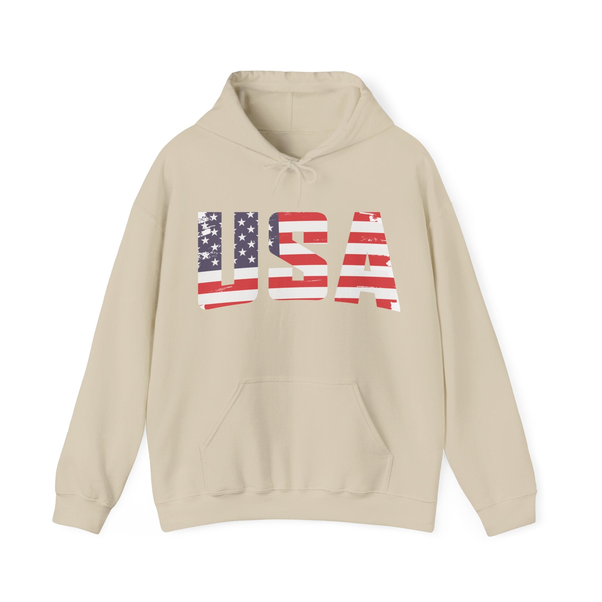 USA Flag Text Printed round neck Men Hoodie