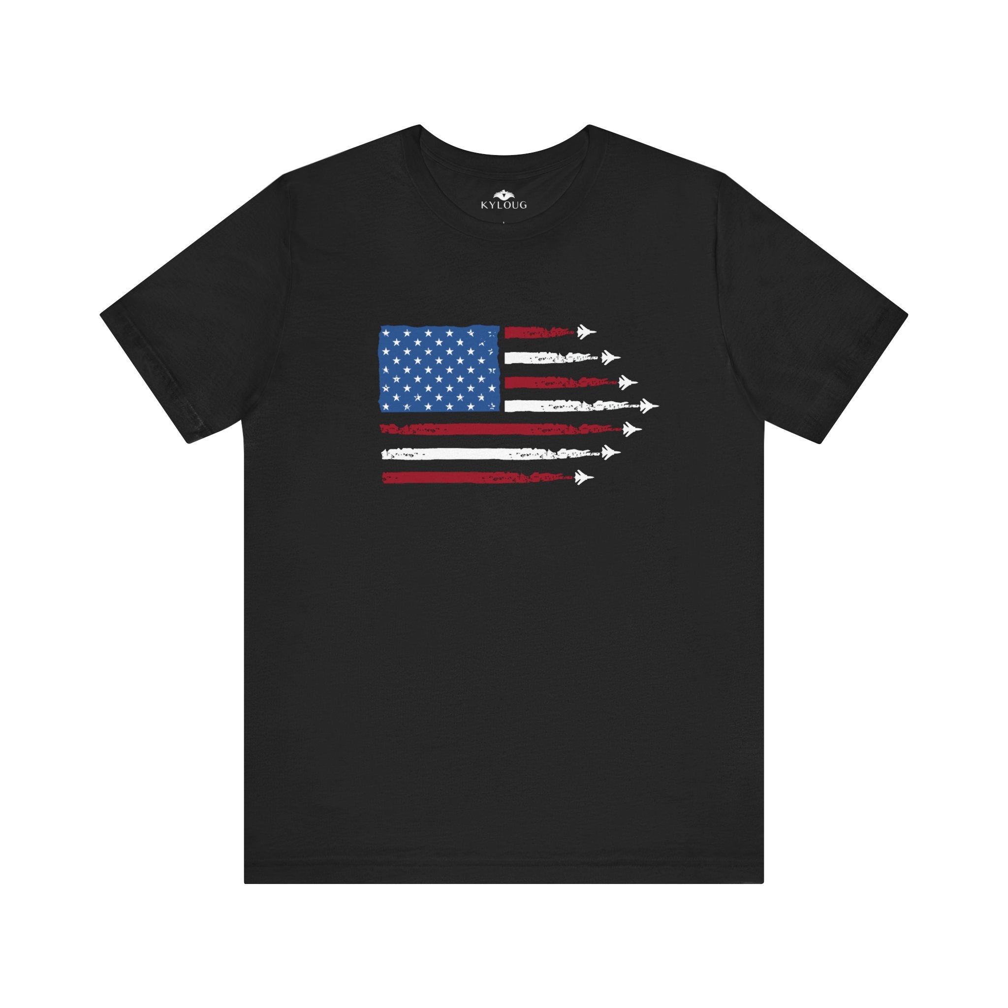 USA Flag with JET Print round Neck short sleeve T-Shirt for men Women