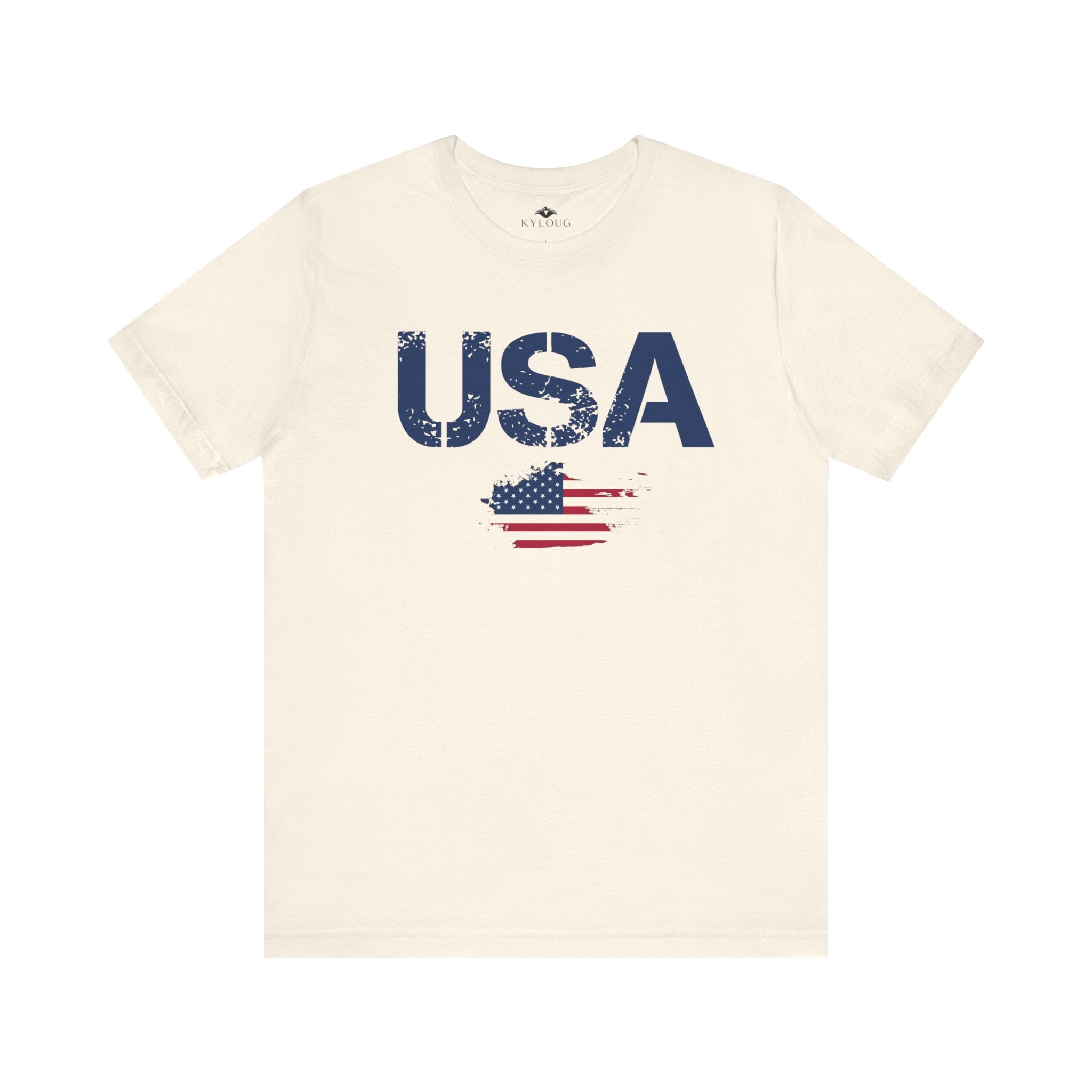 Unisex round neck short sleeve USA Flag Printed T-Shirt