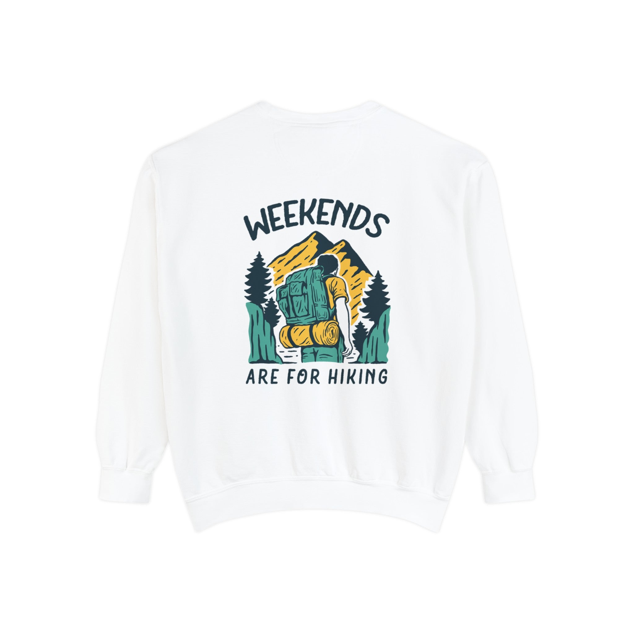 Weekends hiking back printed round neck oversized Sweatshirt for Men