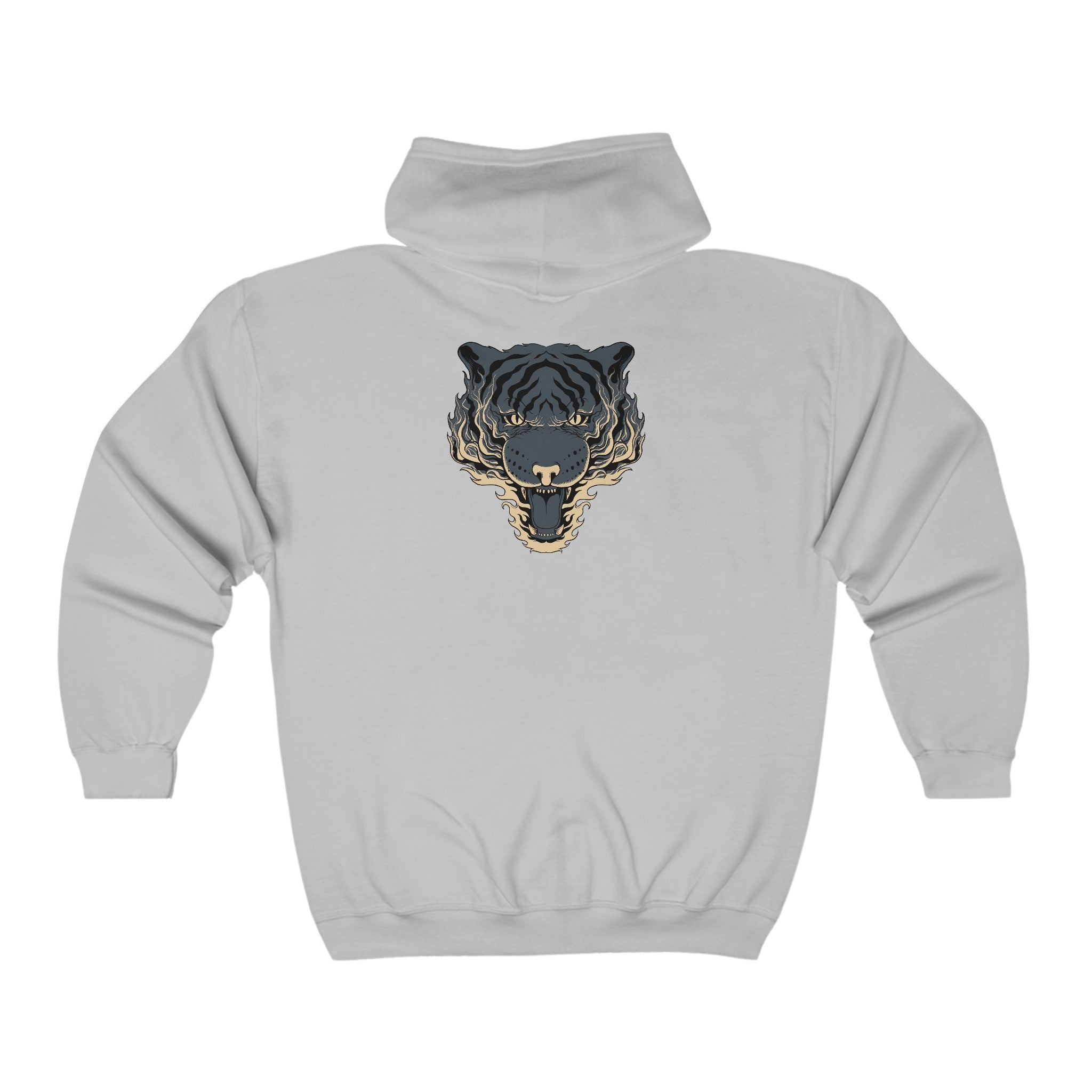 Full Zip classic fit tiger back print Hoodie for Men