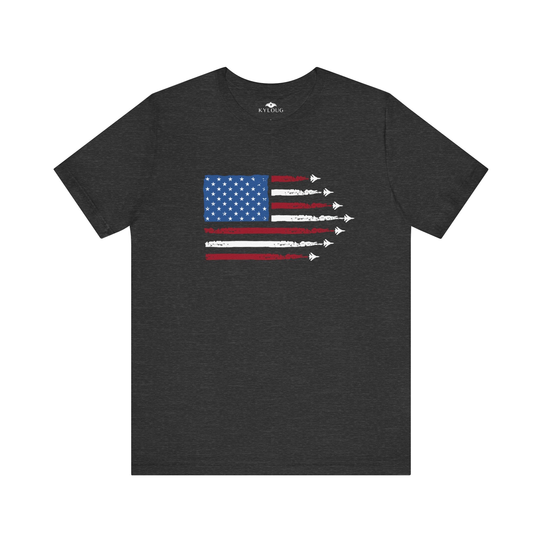 USA Flag with JET Print round Neck short sleeve T-Shirt for men Women