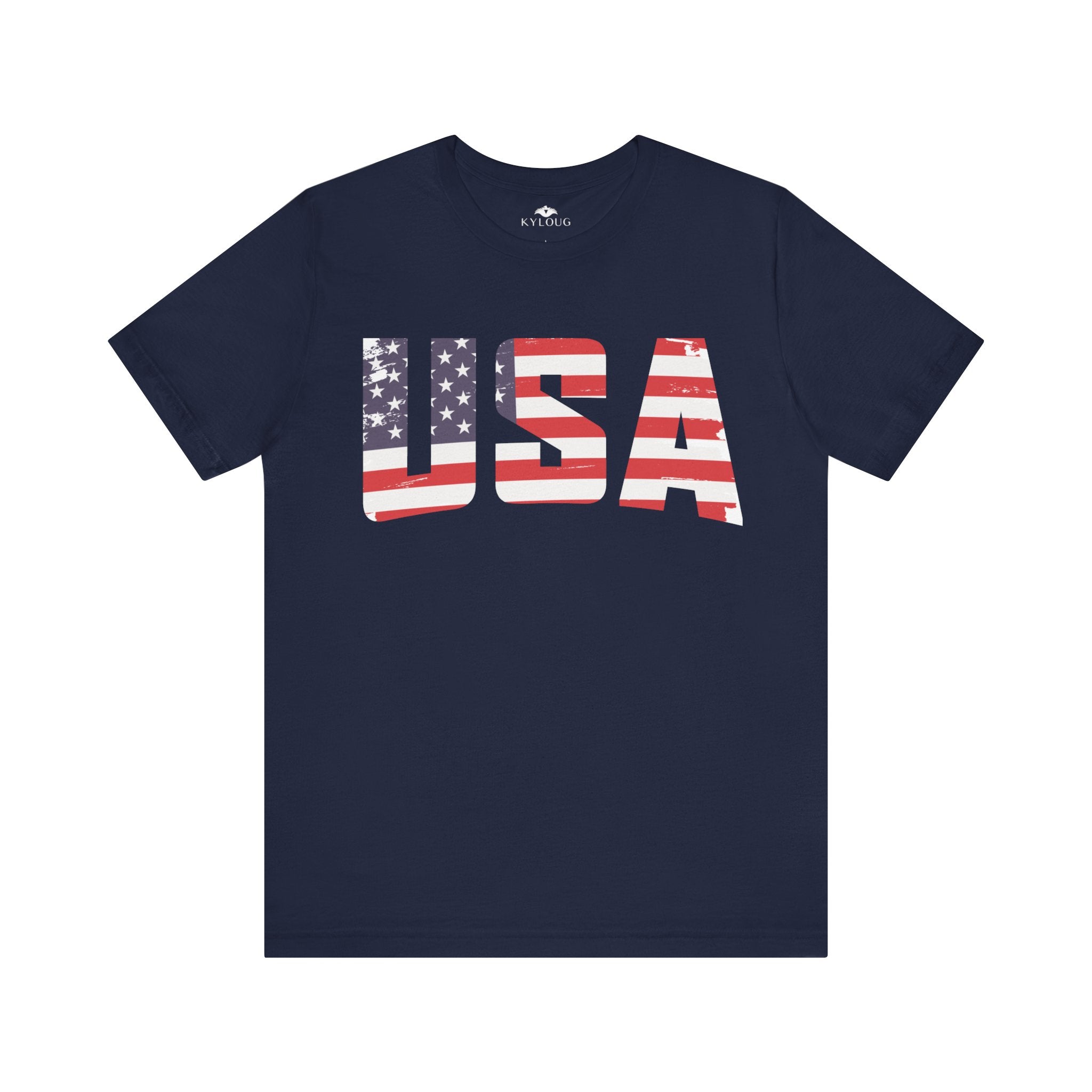 USA Flag Text Stylish round Neck short sleeve T-Shirt for men Women