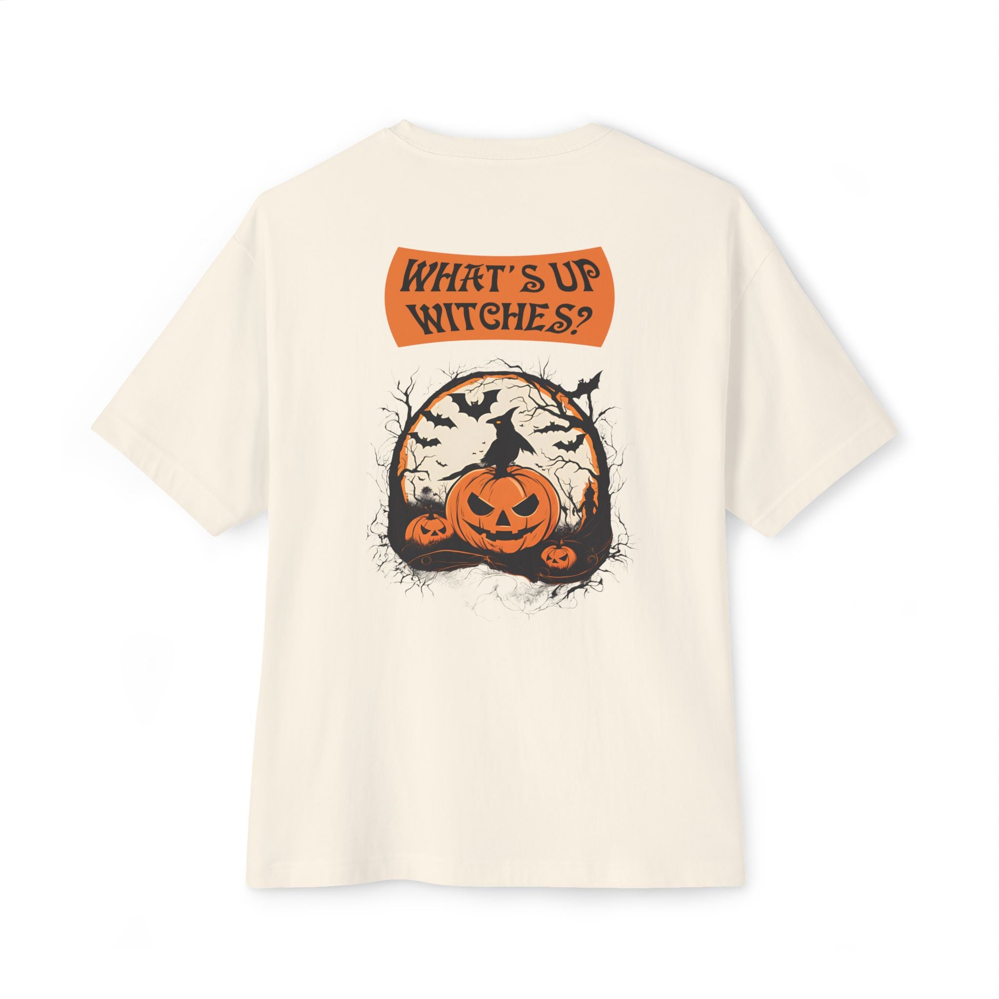 Halloween special back printed oversized round neck t shirt for Women