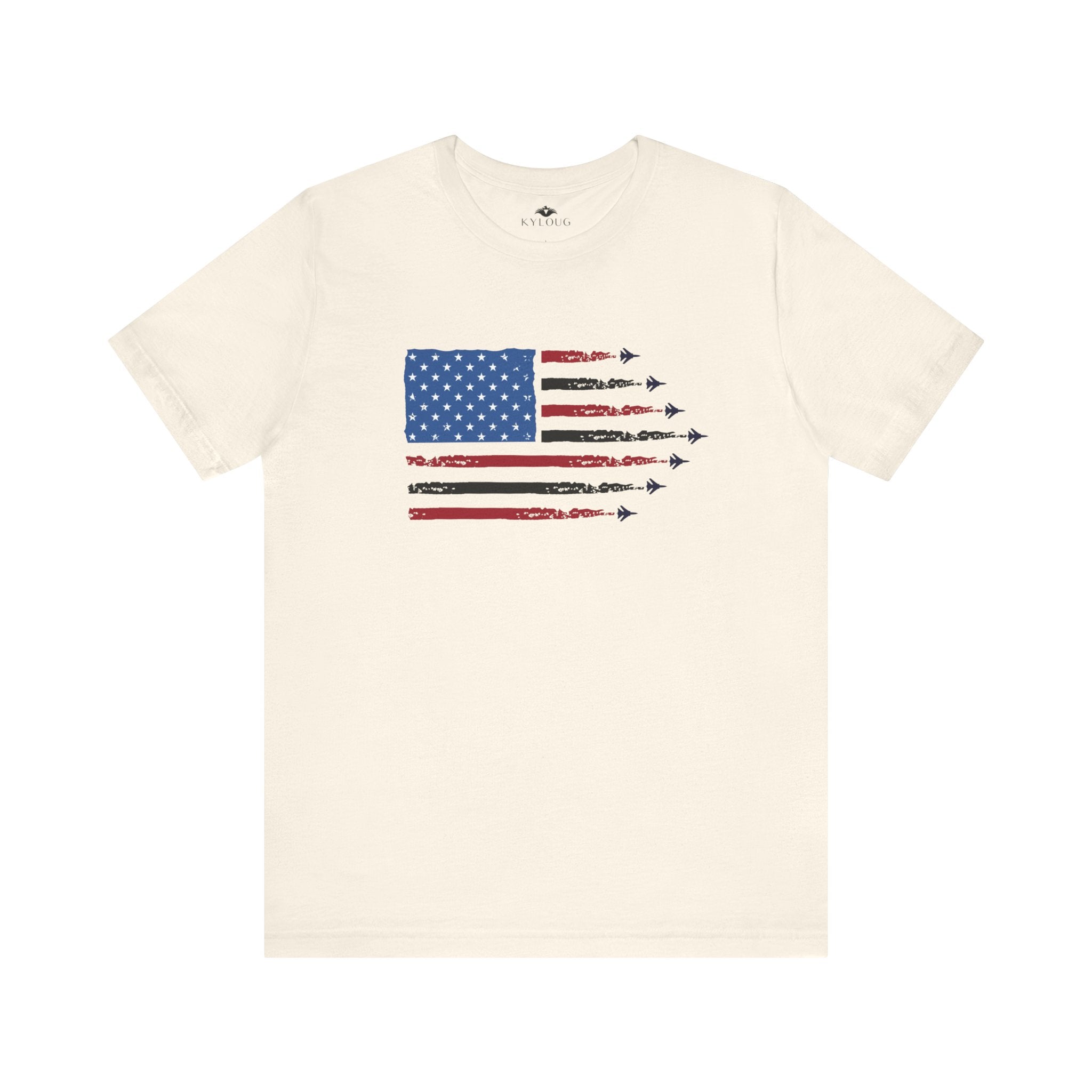 USA Flag with JET Print round Neck short sleeve T-Shirt for men Women