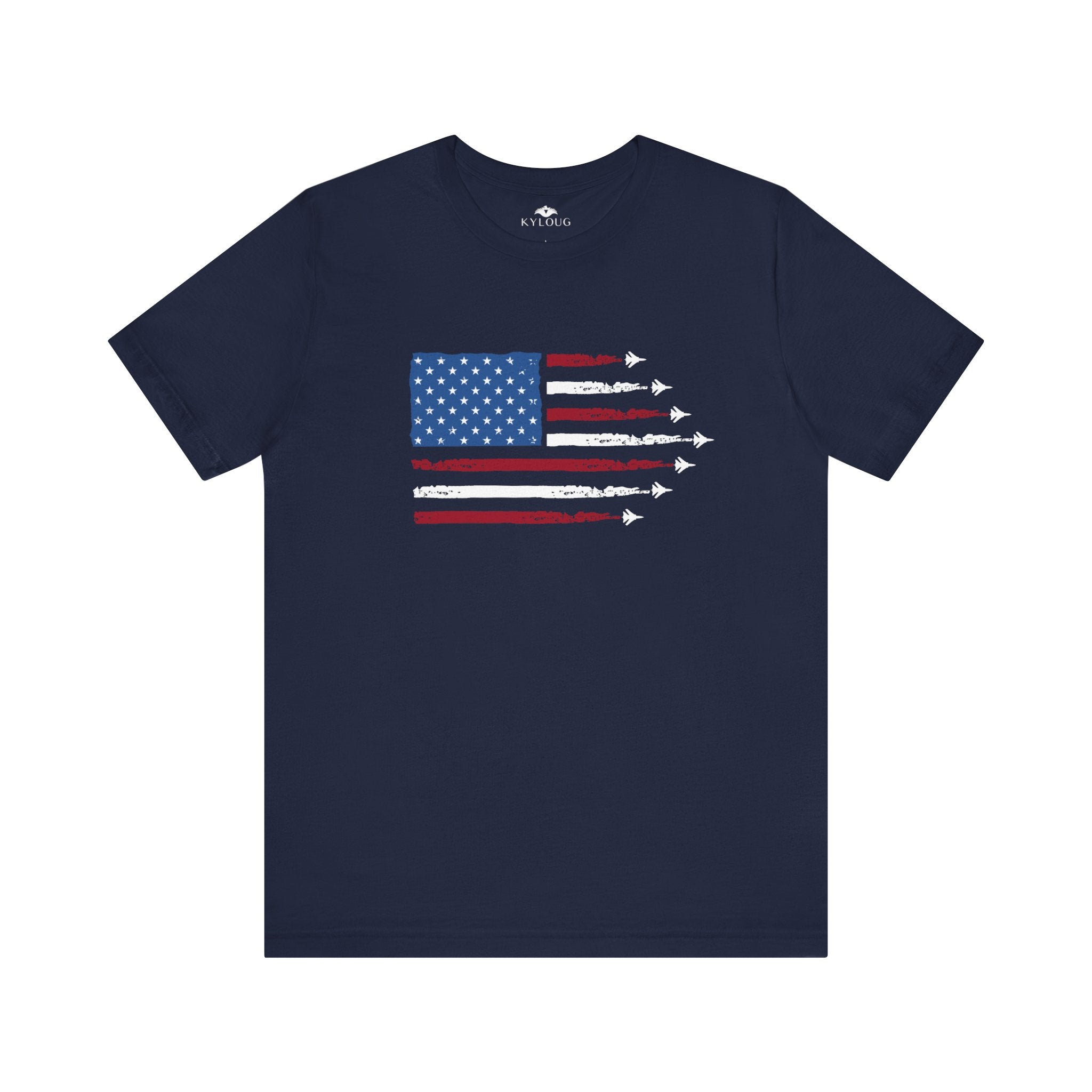 USA Flag with JET Print round Neck short sleeve T-Shirt for men Women