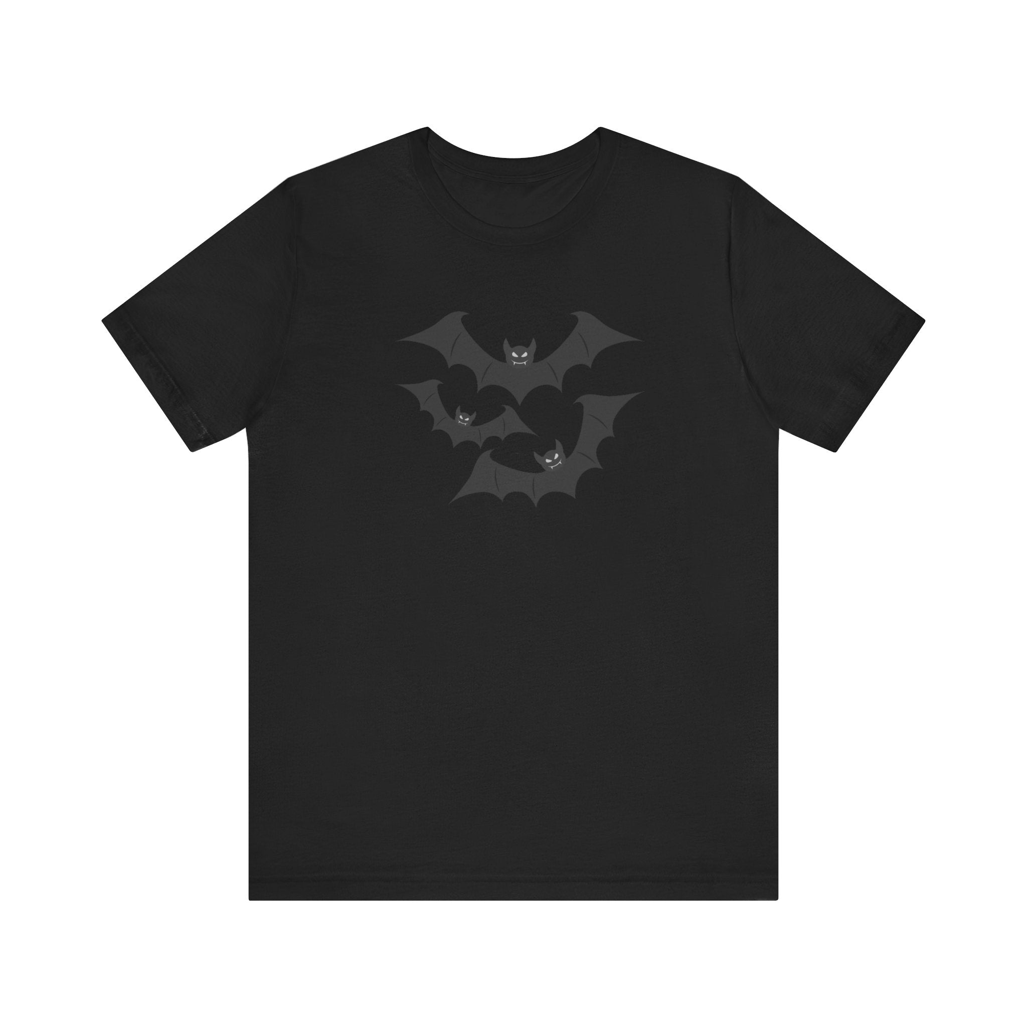 Men’s round neck slim fit T-shirt with spooky bats artwork