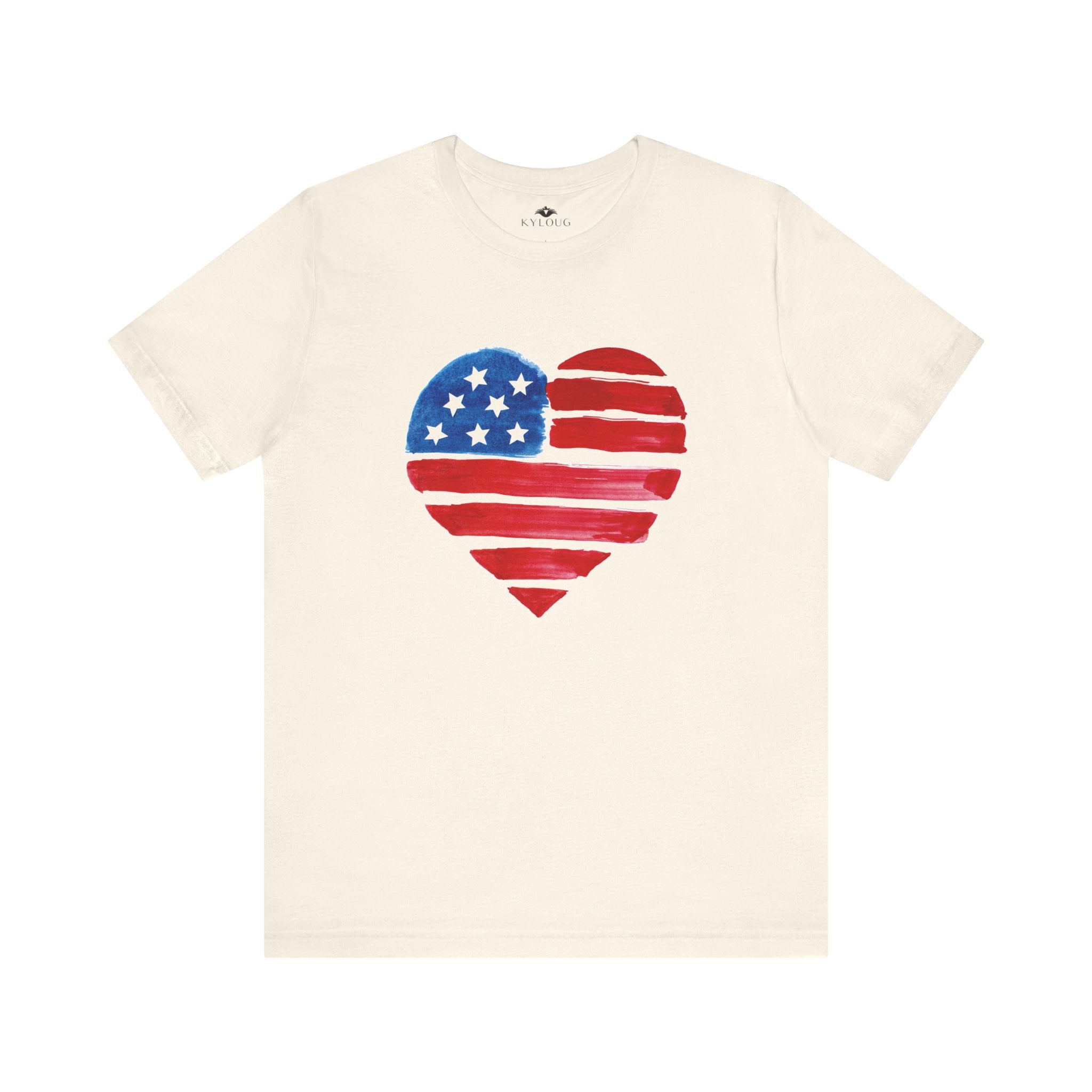 USA Flag Heart Design round neck T-Shirt for women