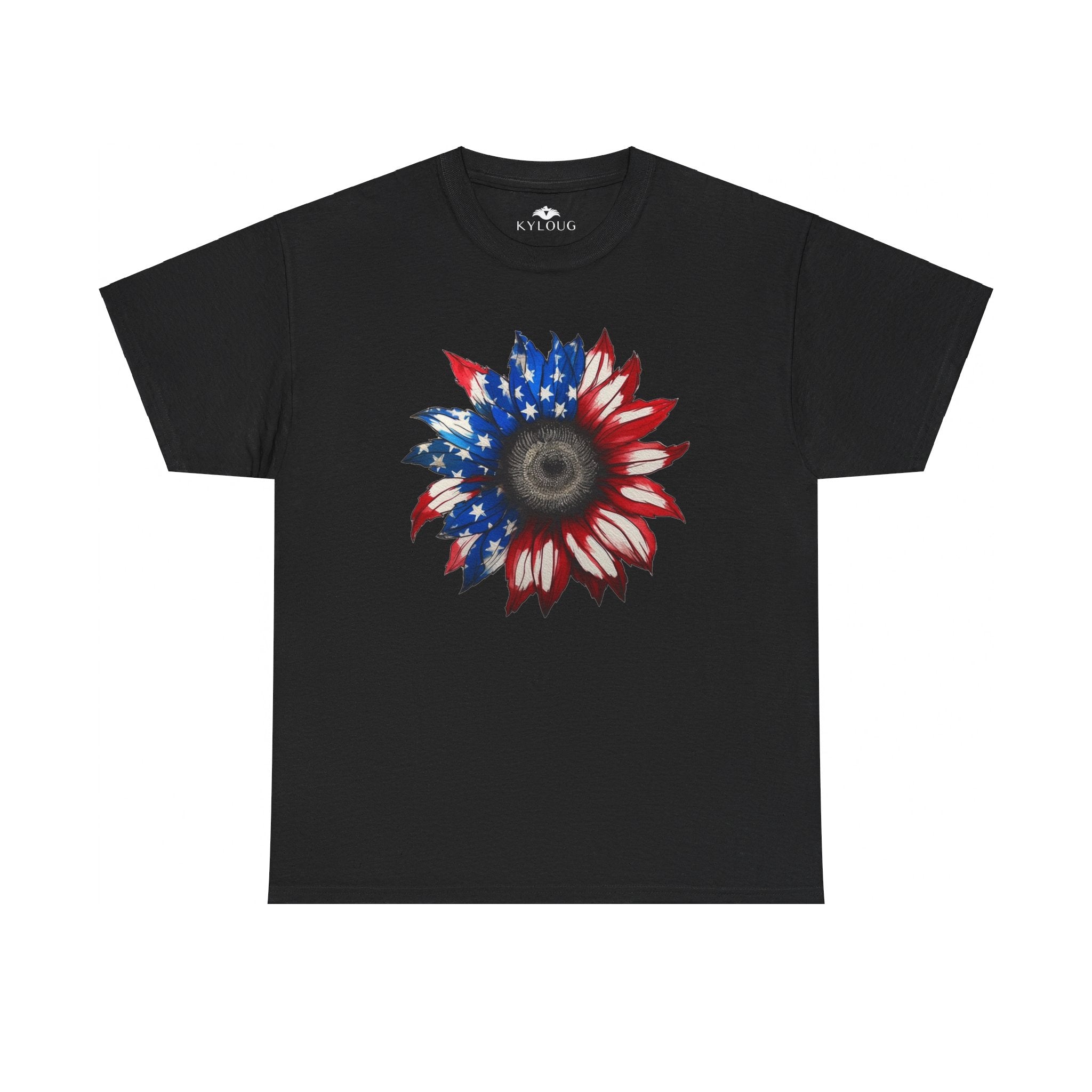 American Flower Design Printed round Neck classic fit T-Shirt for men Women