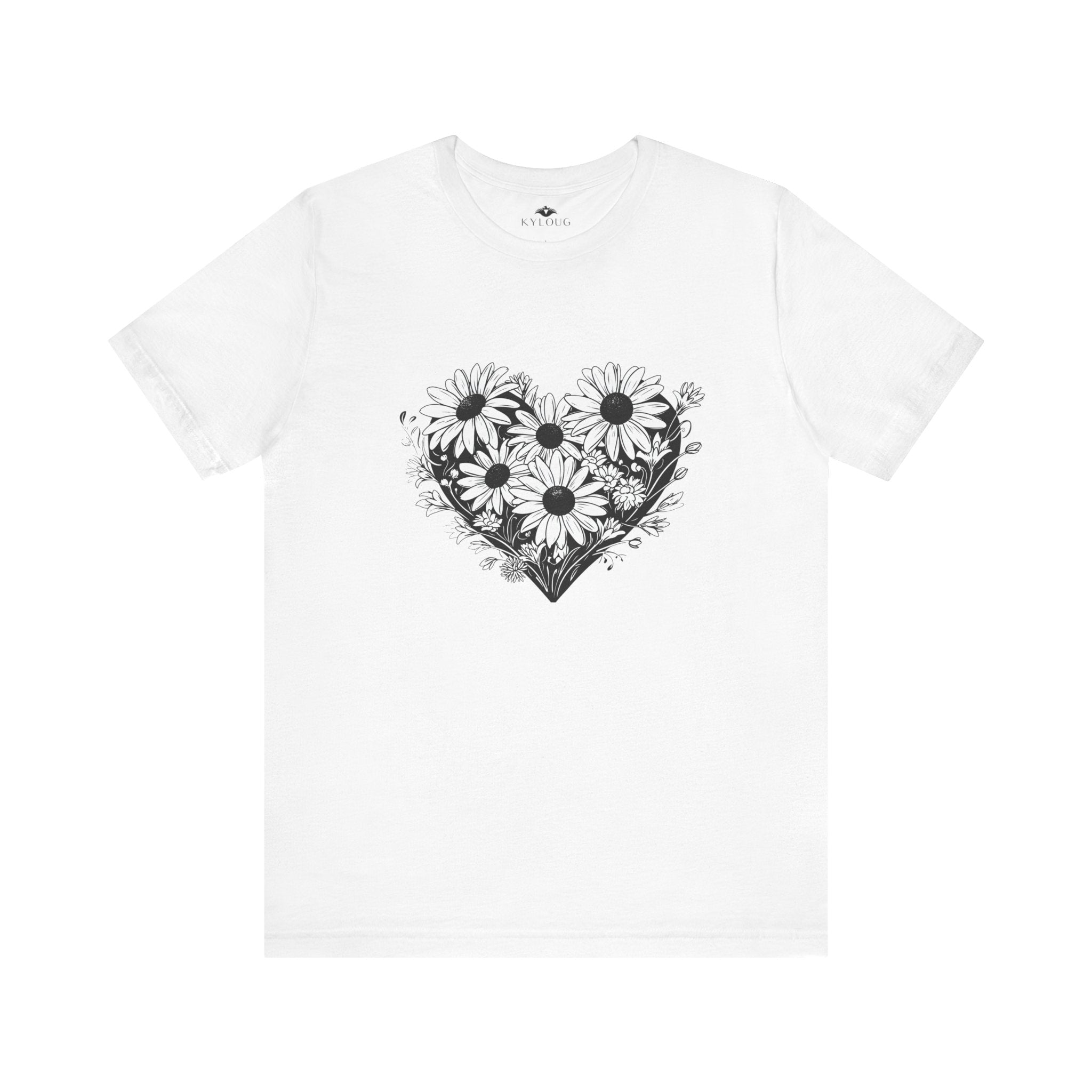 Flower Heart Design round neck T-Shirt for Women