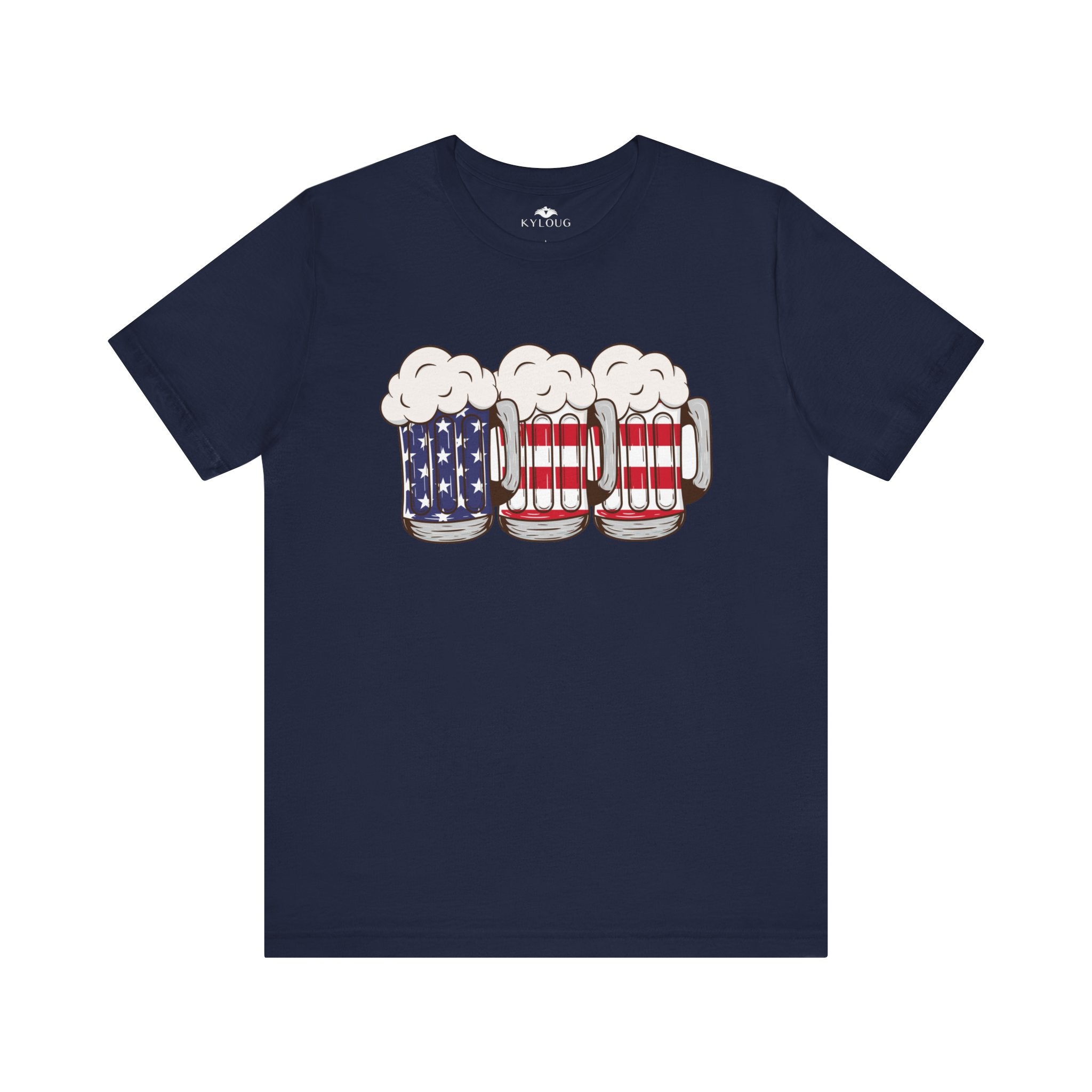 USA Beer Glass Printed Round Neck short sleeve T-Shirt for men and Women