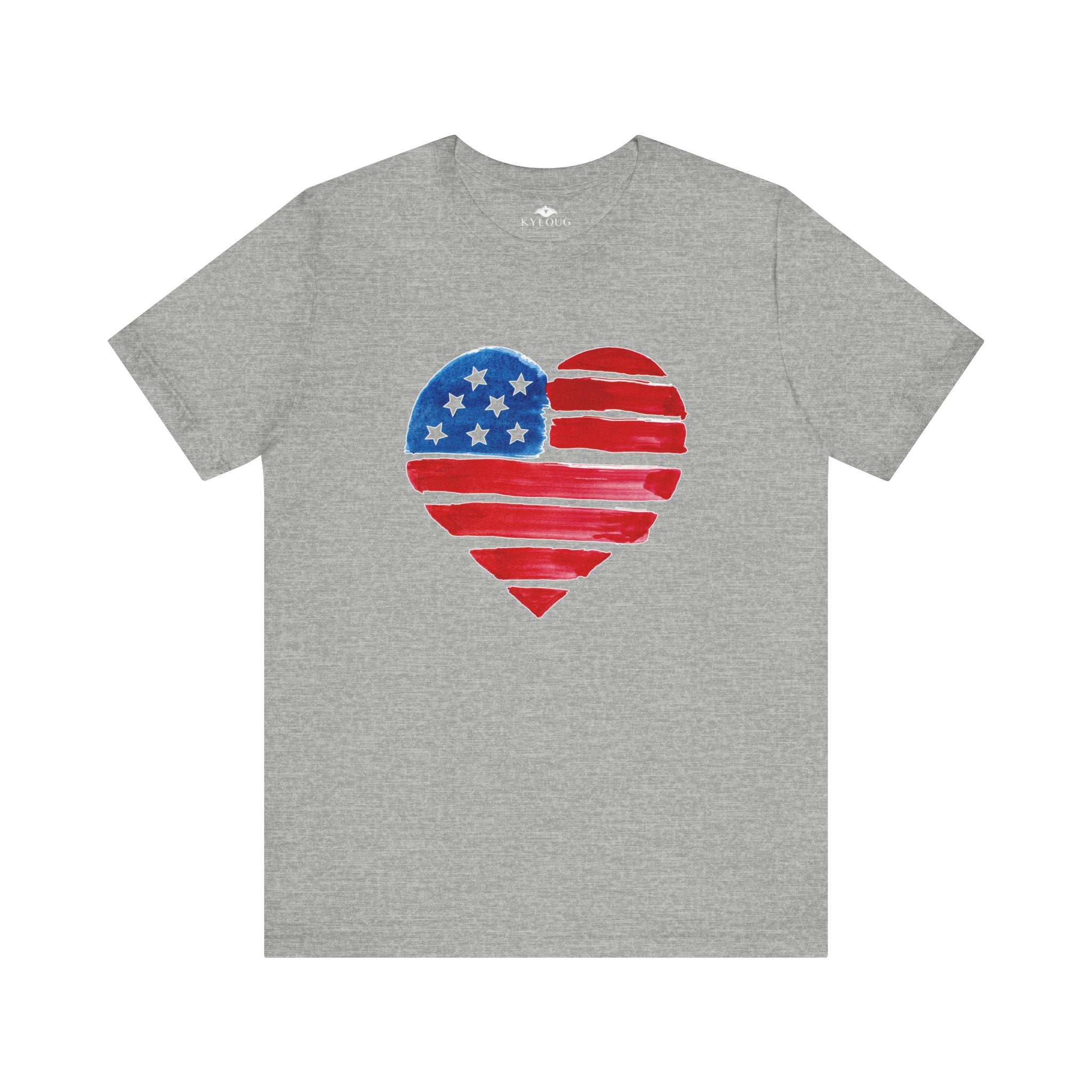 USA Flag Heart Design round neck T-Shirt for women